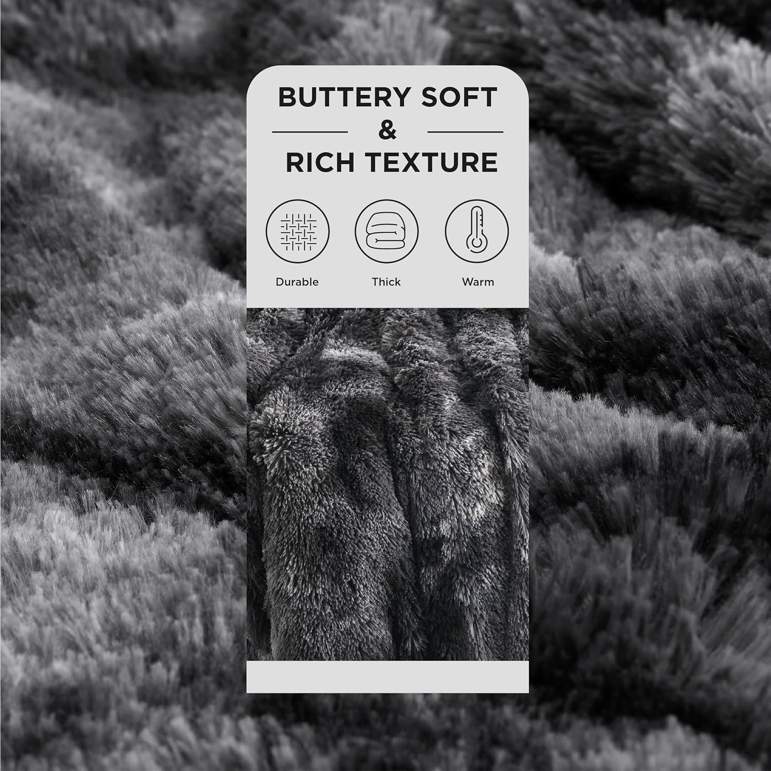 image:imageBedsure Faux Fur Fluffy Fleece Sherpa Blanket Couch Throw Grey 50x6003 Tie Dye Black