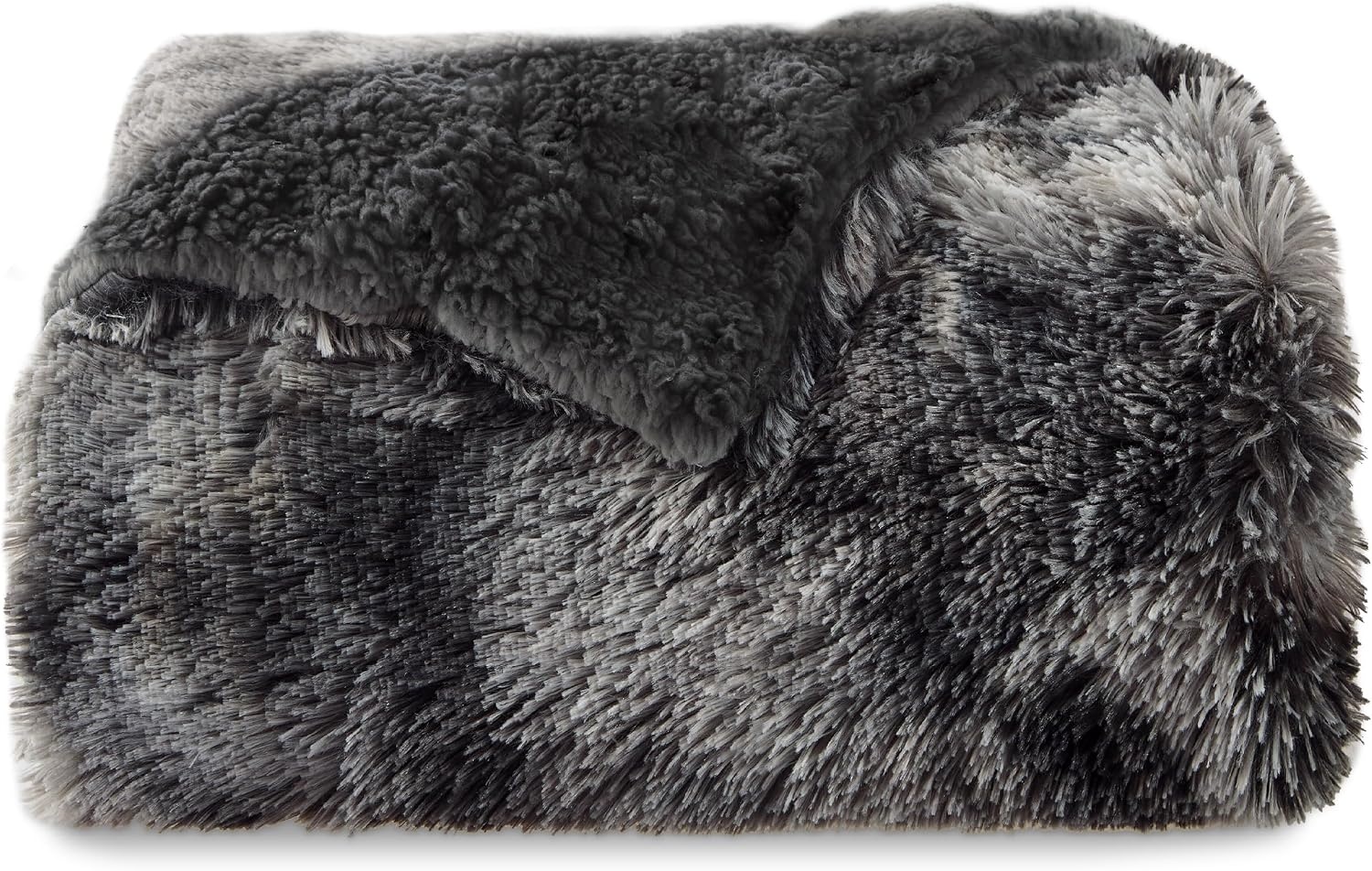 image:imageBedsure Faux Fur Fluffy Fleece Sherpa Blanket Couch Throw Grey 50x6003 Tie Dye Black