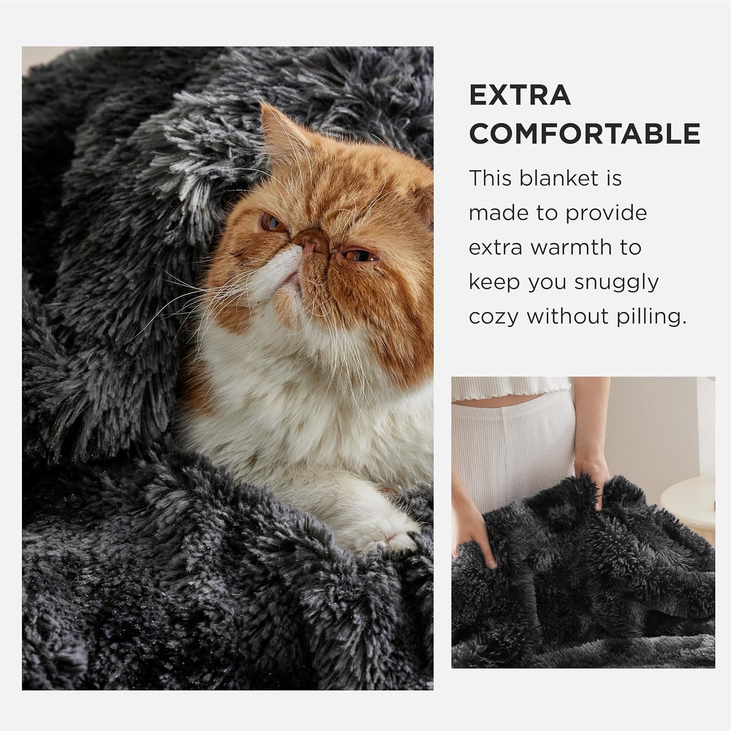 image:imageBedsure Faux Fur Fluffy Fleece Sherpa Blanket Couch Throw Grey 50x6003 Tie Dye Black