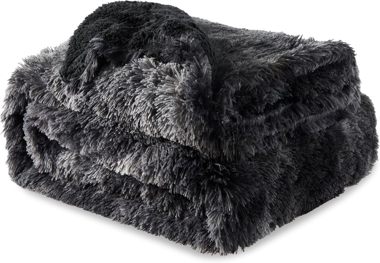 image:imageBedsure Faux Fur Fluffy Fleece Sherpa Blanket Couch Throw Grey 50x6003 Tie Dye Black