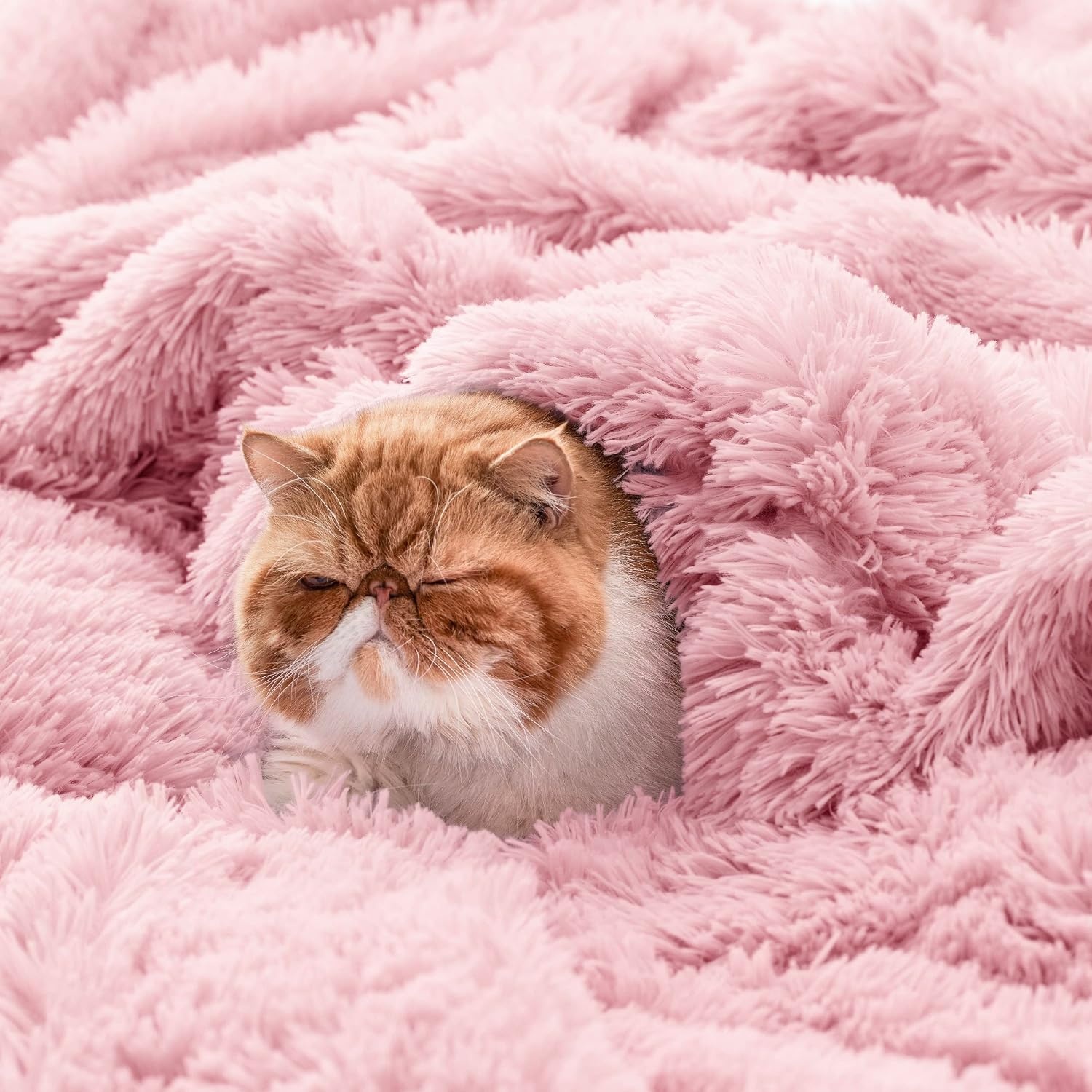 image:imageBedsure Faux Fur Fluffy Fleece Sherpa Blanket Couch Throw Grey 50x6004 Pink