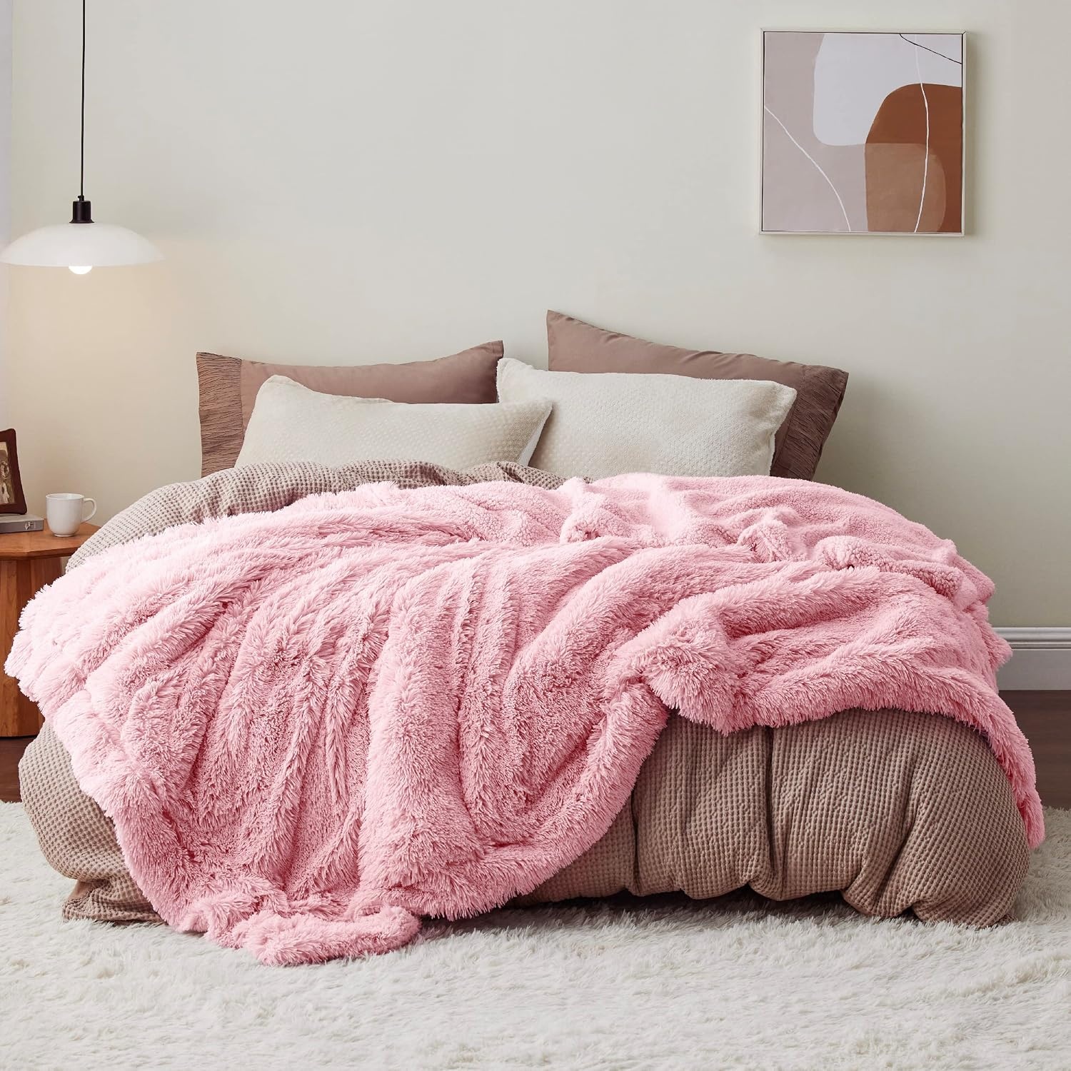 image:imageBedsure Faux Fur Fluffy Fleece Sherpa Blanket Couch Throw Grey 50x6004 Pink