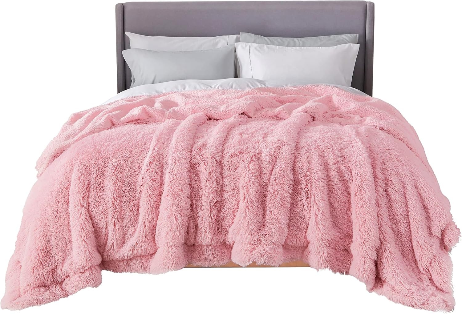 image:imageBedsure Faux Fur Fluffy Fleece Sherpa Blanket Couch Throw Grey 50x6004 Pink