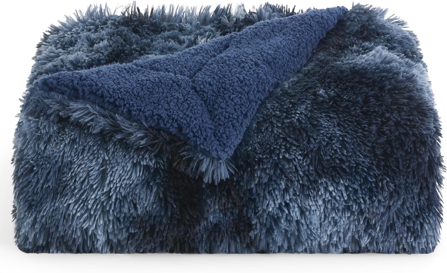 image:imageBedsure Faux Fur Fluffy Fleece Sherpa Blanket Couch Throw Grey 50x6005 Tie Dye Navy