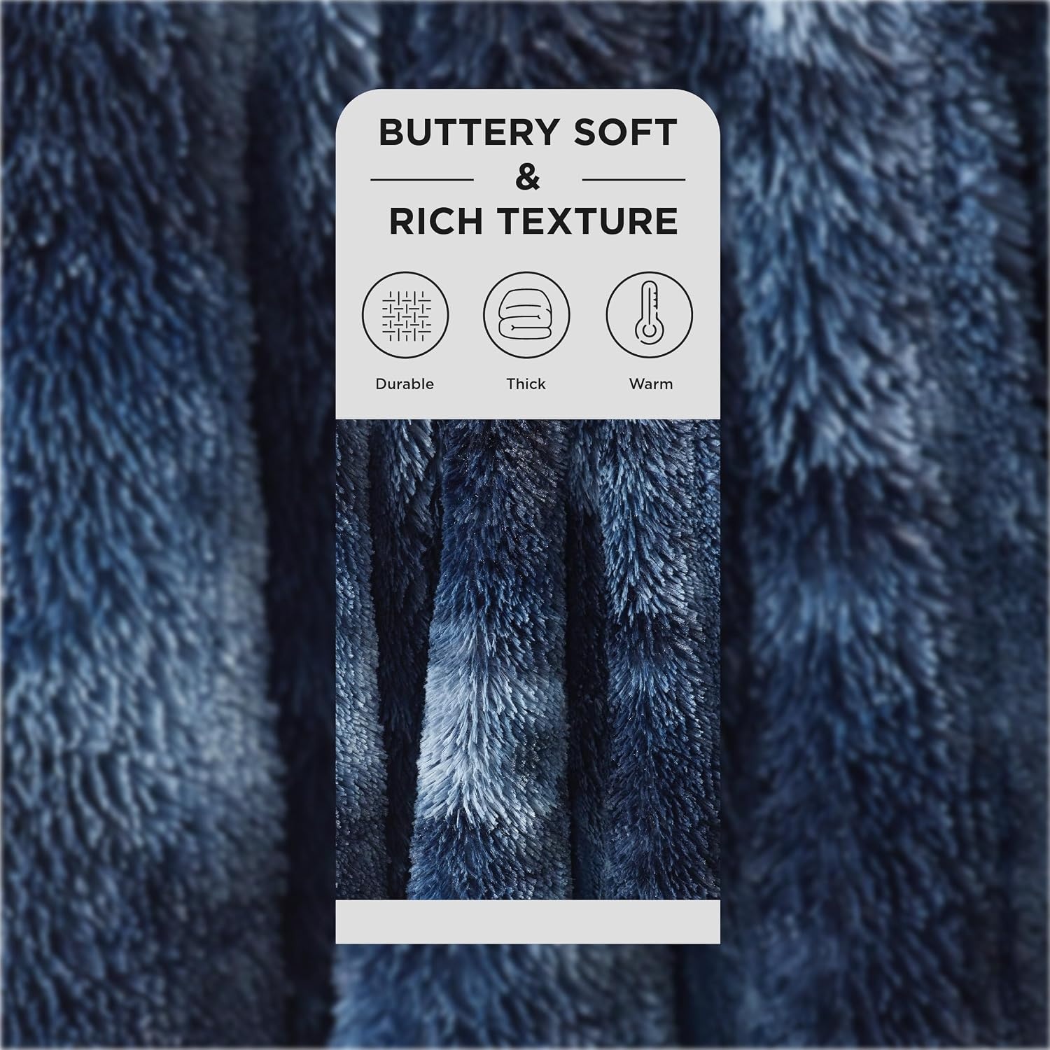 image:imageBedsure Faux Fur Fluffy Fleece Sherpa Blanket Couch Throw Grey 50x6005 Tie Dye Navy