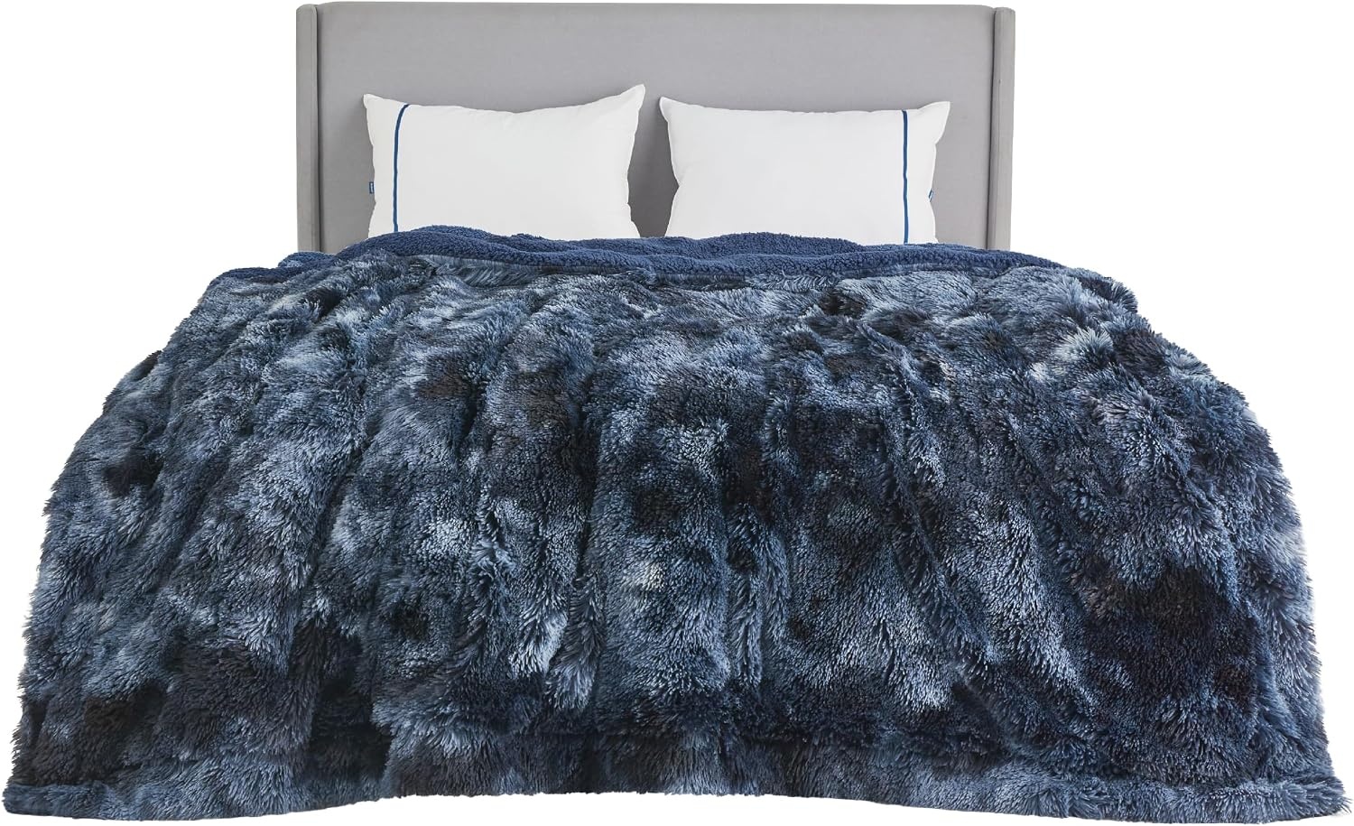 image:imageBedsure Faux Fur Fluffy Fleece Sherpa Blanket Couch Throw Grey 50x6005 Tie Dye Navy