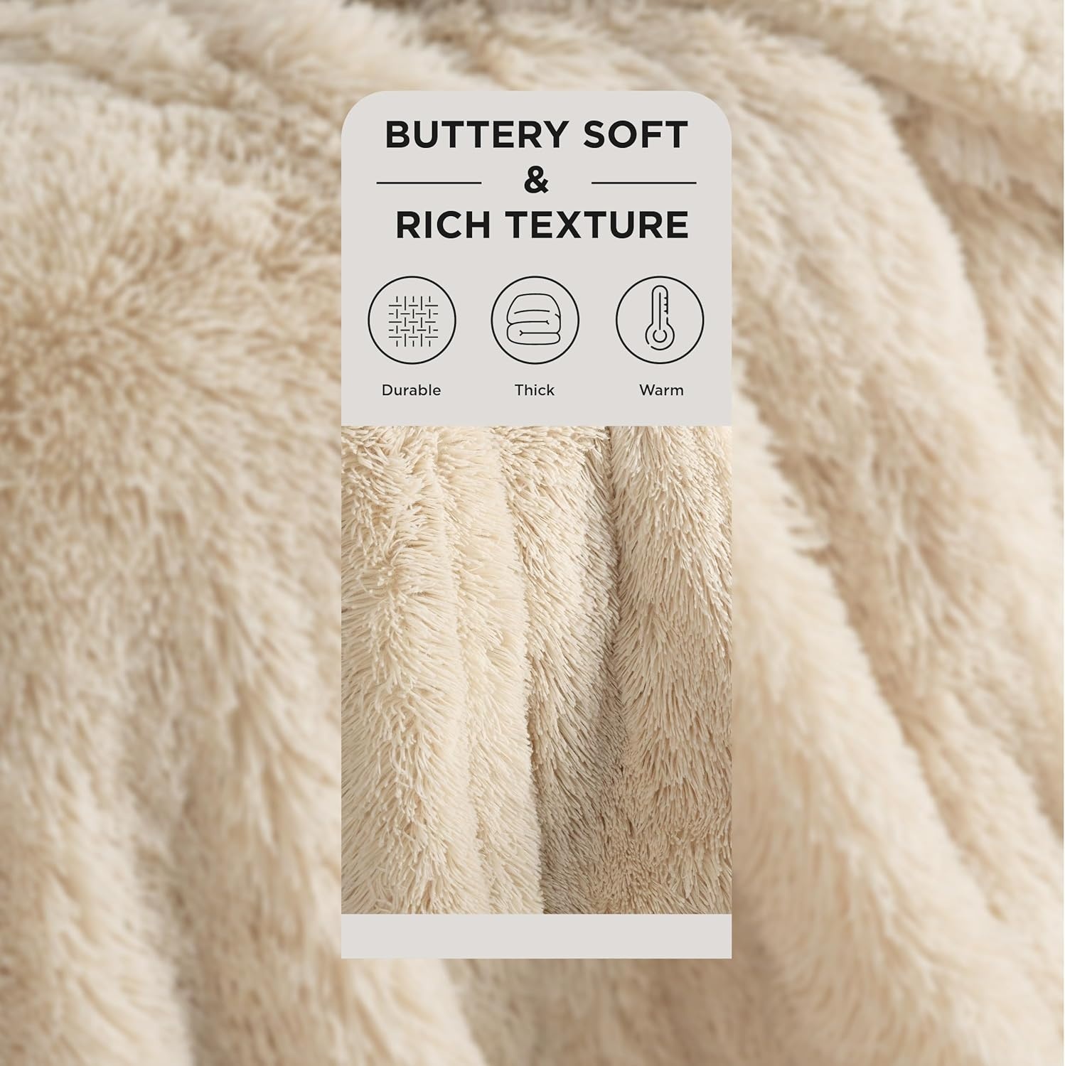 image:imageBedsure Faux Fur Fluffy Fleece Sherpa Blanket Couch Throw Grey 50x6006 Beige
