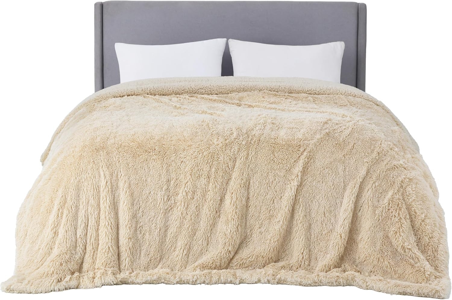 image:imageBedsure Faux Fur Fluffy Fleece Sherpa Blanket Couch Throw Grey 50x6006 Beige