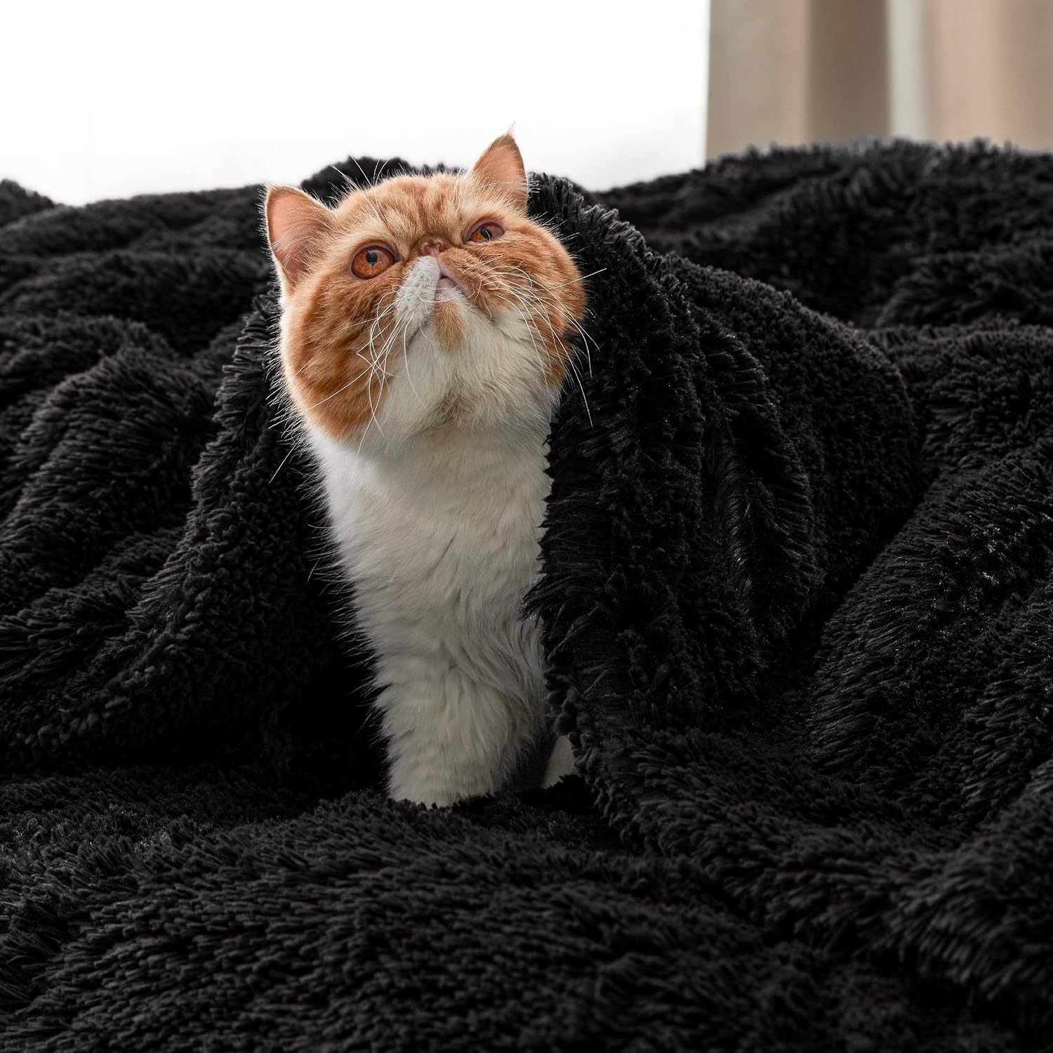 image:imageBedsure Faux Fur Fluffy Fleece Sherpa Blanket Couch Throw Grey 50x6007 Black