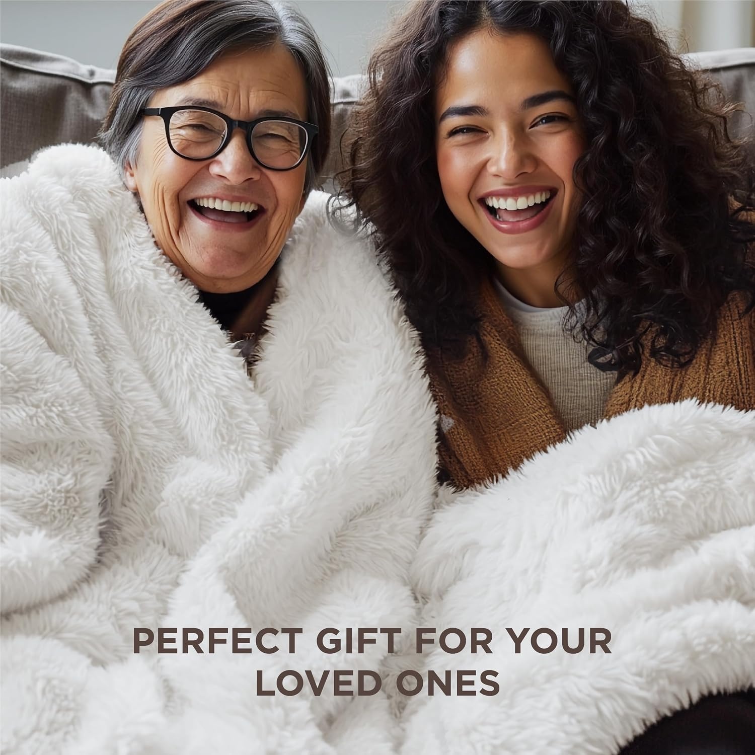 image:imageBedsure Faux Fur Fluffy Fleece Sherpa Blanket Couch Throw Grey 50x6008 White