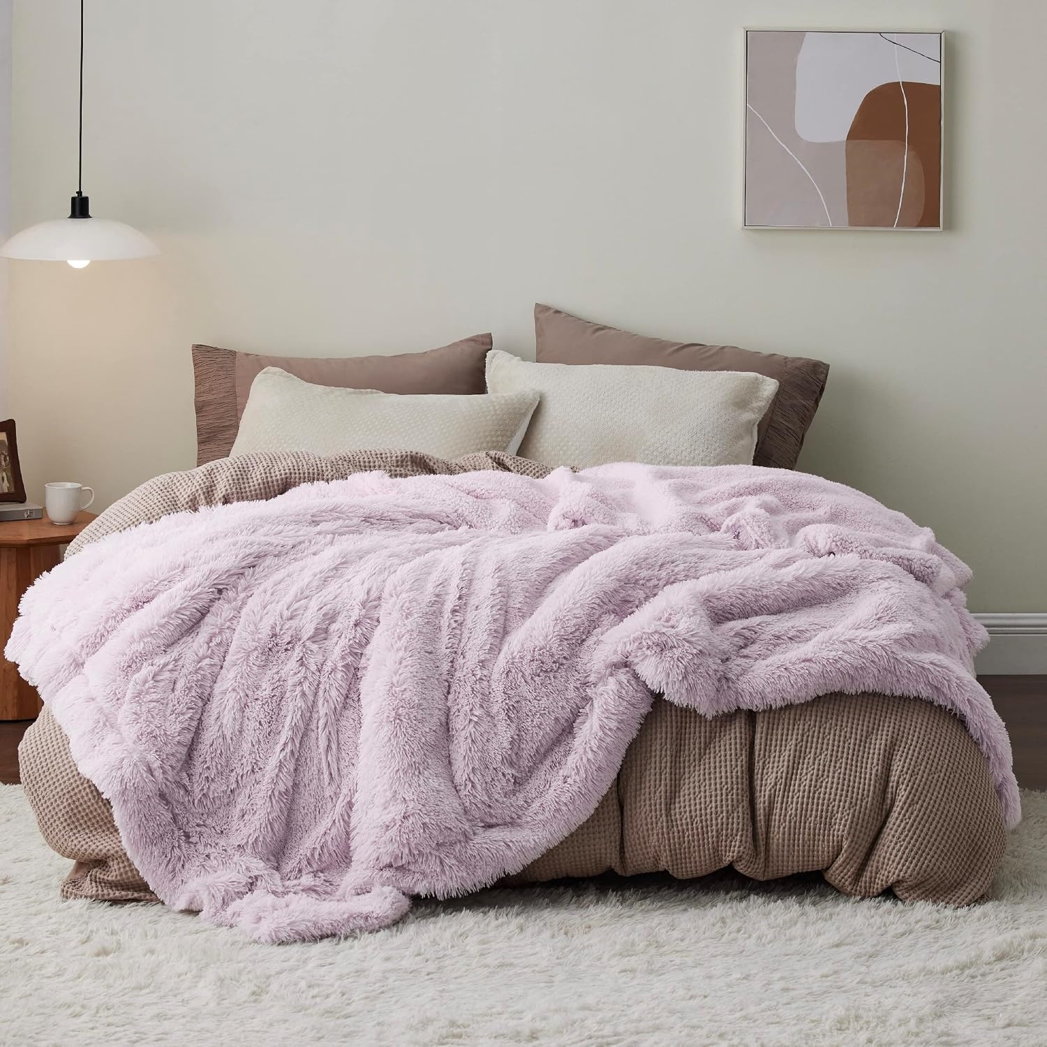 image:imageBedsure Faux Fur Fluffy Fleece Sherpa Blanket Couch Throw Grey 50x6009 Lavender