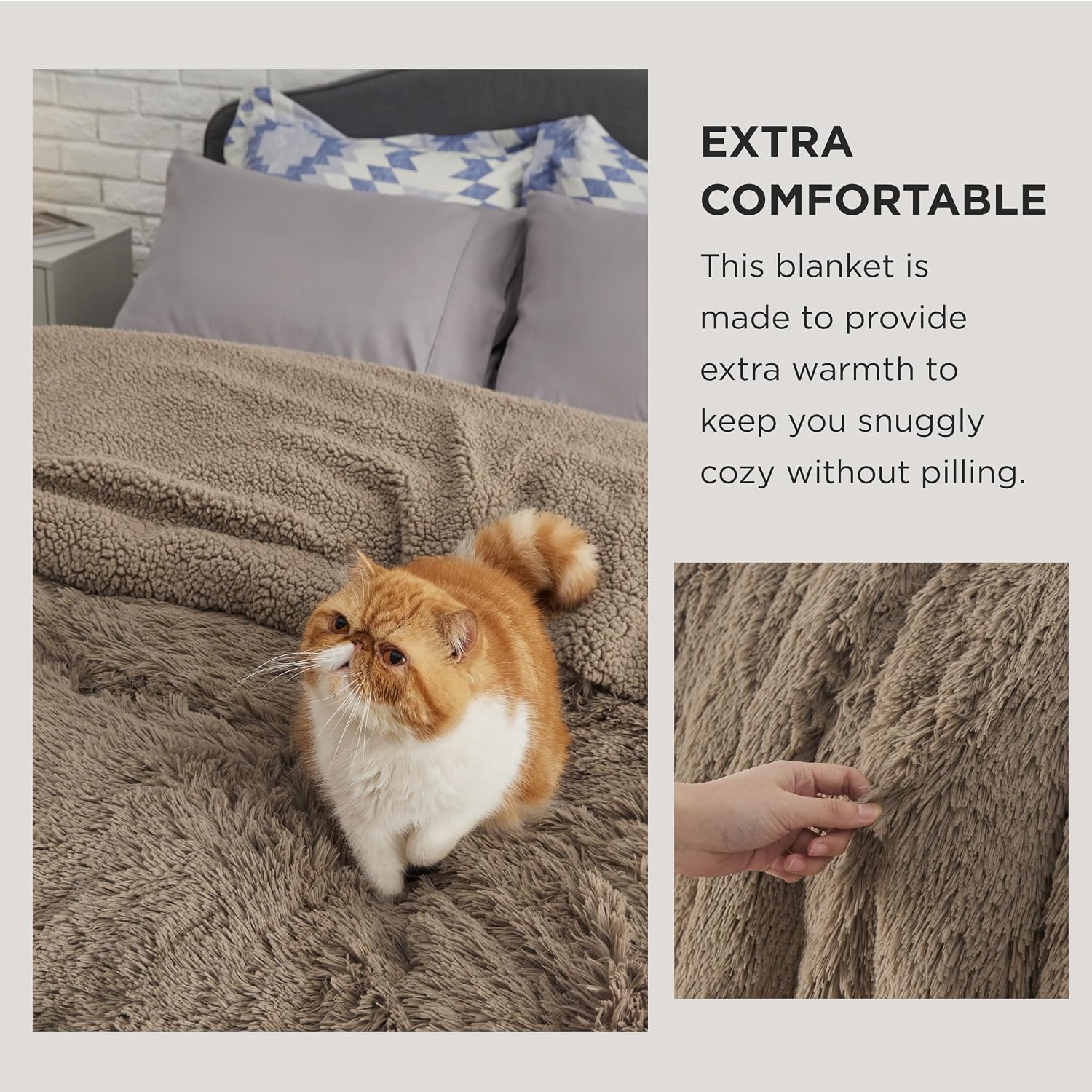 image:imageBedsure Faux Fur Fluffy Fleece Sherpa Blanket Couch Throw Grey 50x6011 Brown