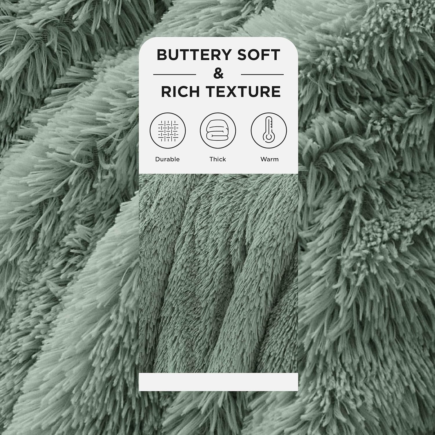 image:imageBedsure Faux Fur Fluffy Fleece Sherpa Blanket Couch Throw Grey 50x6012 Sage Green