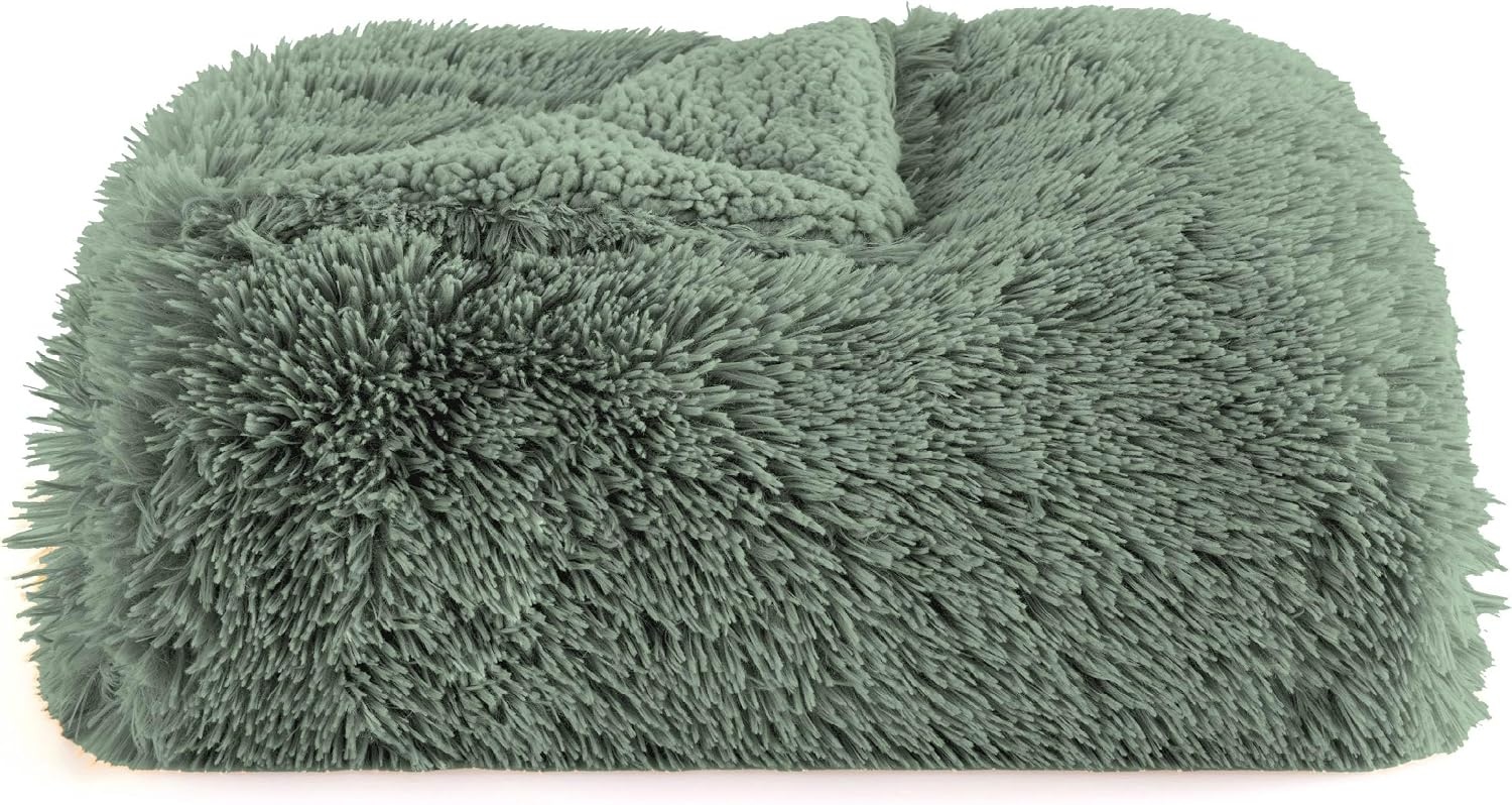 image:imageBedsure Faux Fur Fluffy Fleece Sherpa Blanket Couch Throw Grey 50x6012 Sage Green