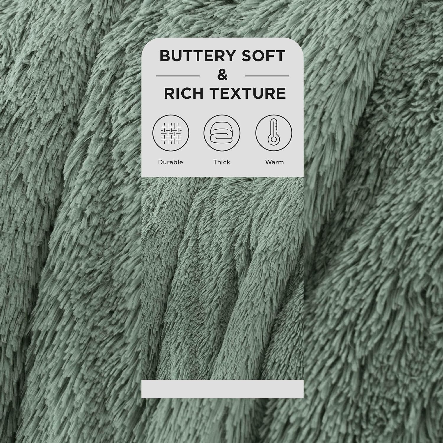 image:imageBedsure Faux Fur Fluffy Fleece Sherpa Blanket Couch Throw Grey 50x6012 Sage Green