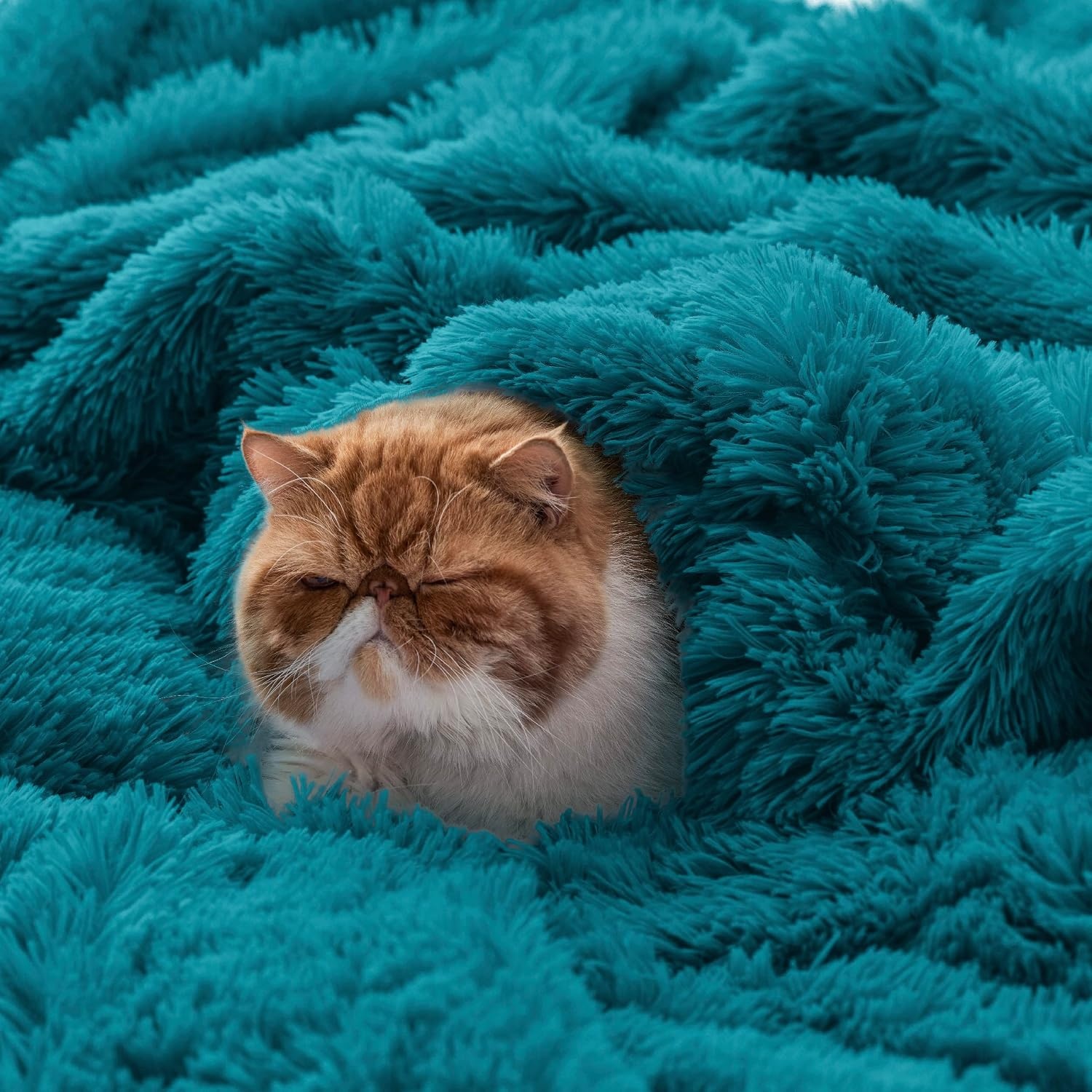 image:imageBedsure Faux Fur Fluffy Fleece Sherpa Blanket Couch Throw Grey 50x6015 Teal