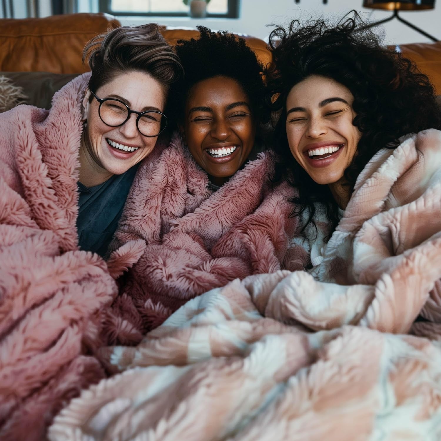 image:imageBedsure Faux Fur Fluffy Fleece Sherpa Blanket Couch Throw Grey 50x6016 Dusty Pink