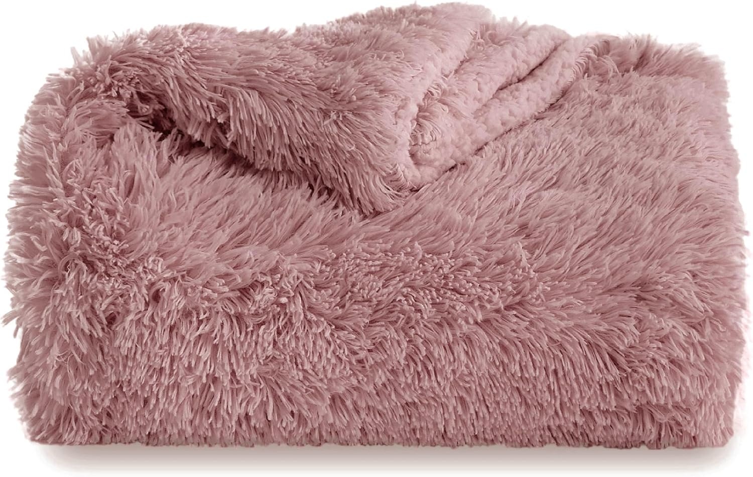 image:imageBedsure Faux Fur Fluffy Fleece Sherpa Blanket Couch Throw Grey 50x6016 Dusty Pink
