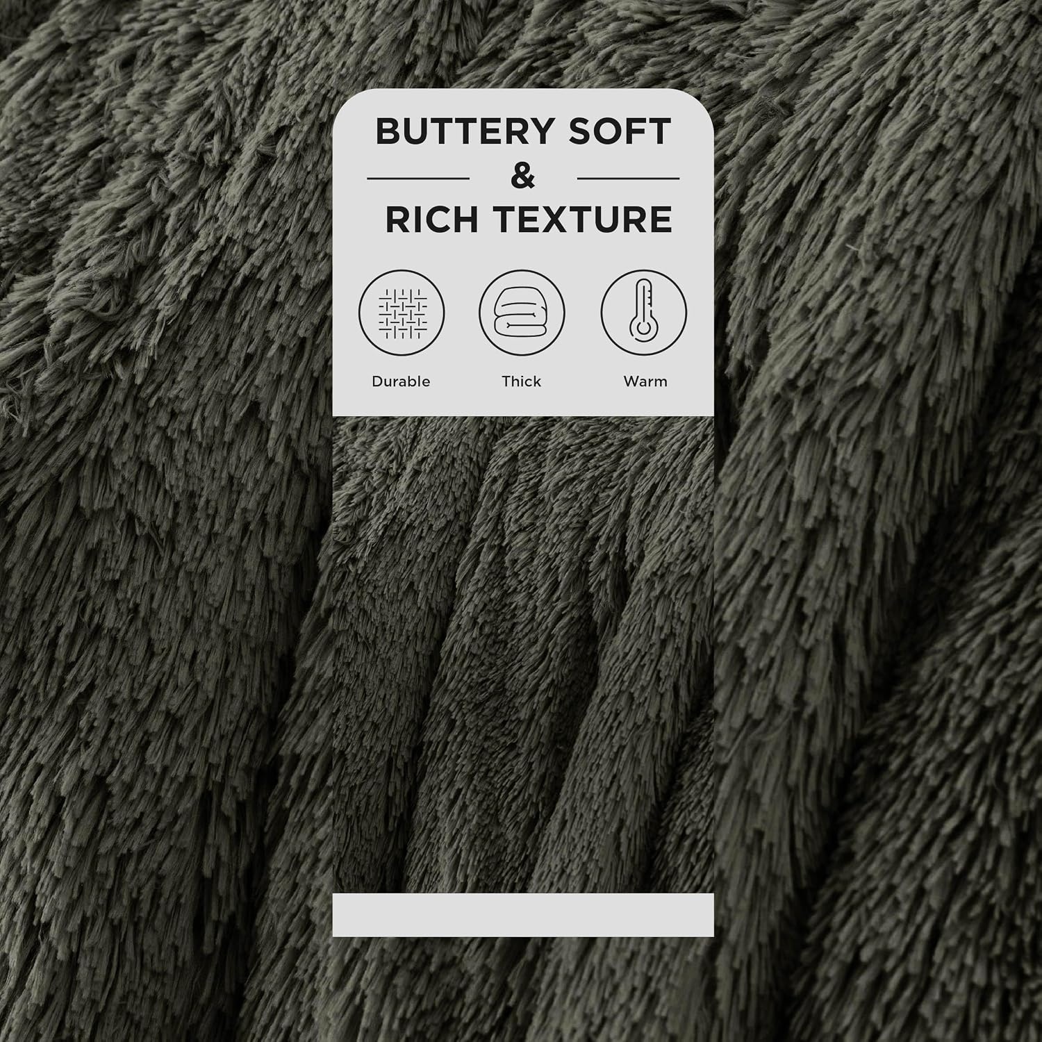 image:imageBedsure Faux Fur Fluffy Fleece Sherpa Blanket Couch Throw Grey 50x6019 Olive Green