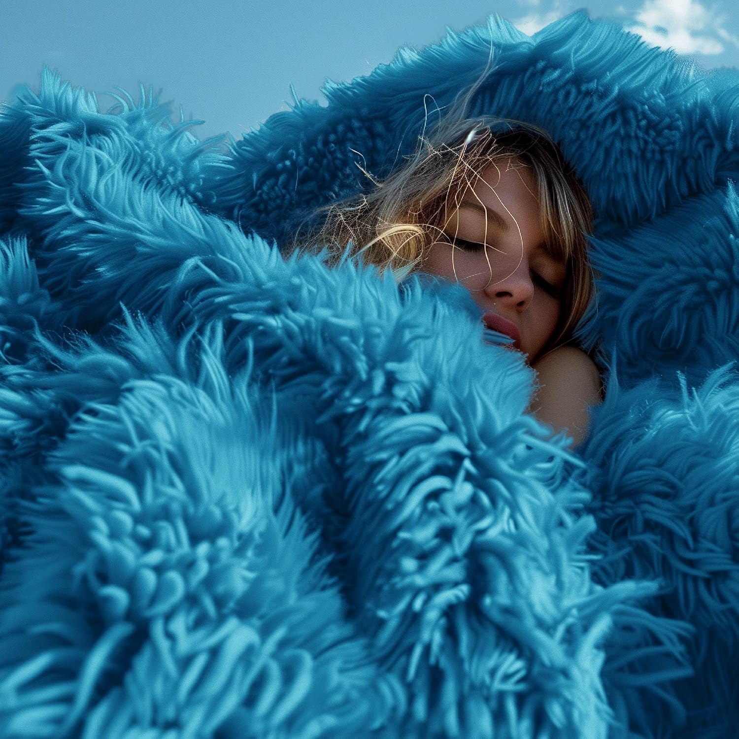 image:imageBedsure Faux Fur Fluffy Fleece Sherpa Blanket Couch Throw Grey 50x6021 Bright Blue