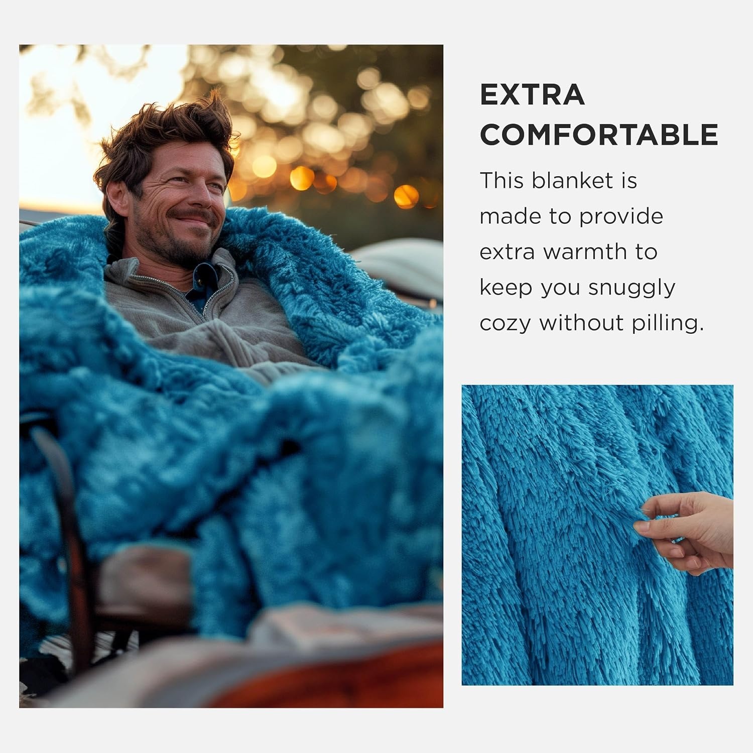 image:imageBedsure Faux Fur Fluffy Fleece Sherpa Blanket Couch Throw Grey 50x6021 Bright Blue