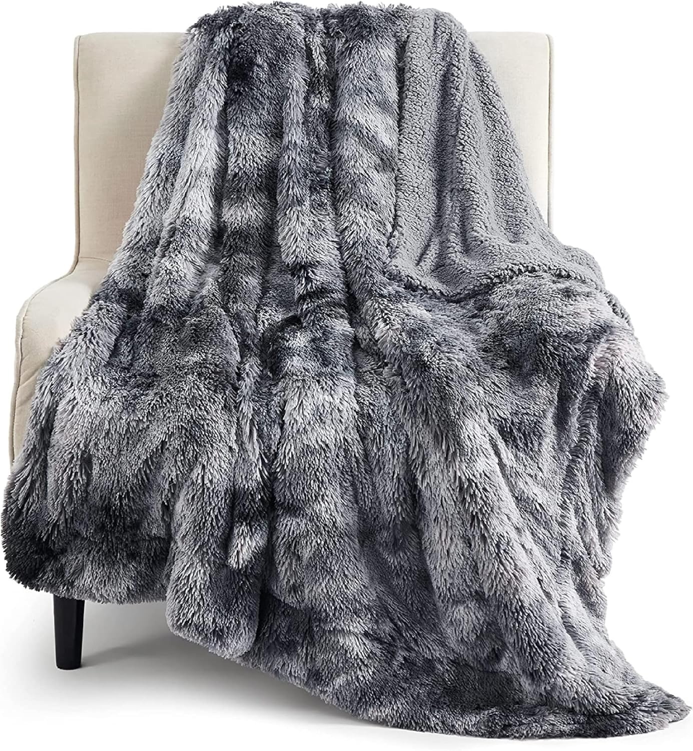 image:imageBedsure Faux Fur Fluffy Fleece Sherpa Blanket Couch Throw Grey 50x60Grey