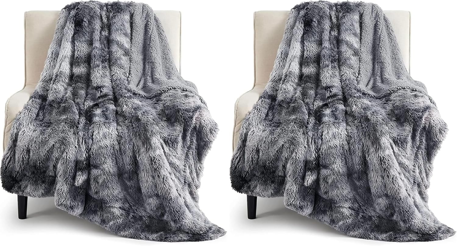 image:imageBedsure Faux Fur Fluffy Fleece Sherpa Blanket Couch Throw Grey 50x60Grey