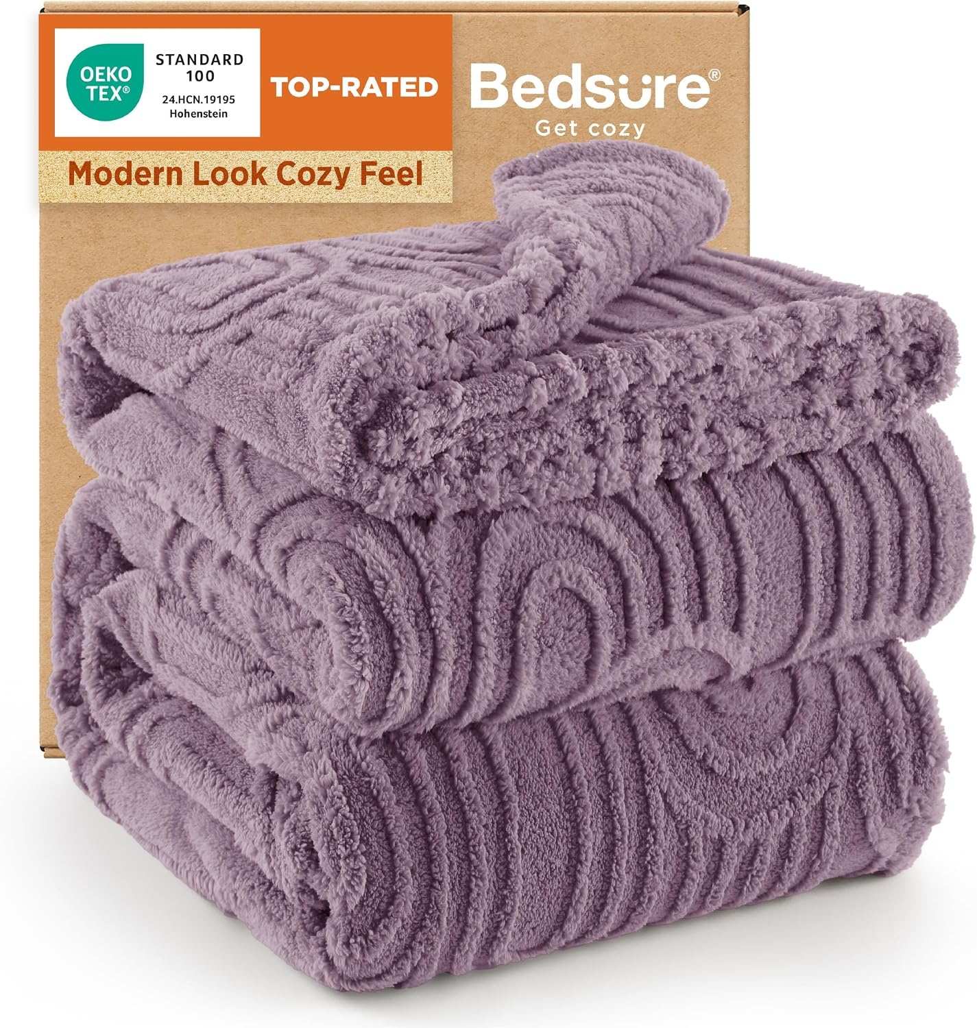 image:imageBedsure GentleSoft Boho Throw Blanket for Couch Cozy Modern Boho Decorative Blankets for Women Girls Fuzzy Fleece Throw for Beds Aesthetic Accent Gifts for Sofa Room Decor Off White 50x60 InchesPurple