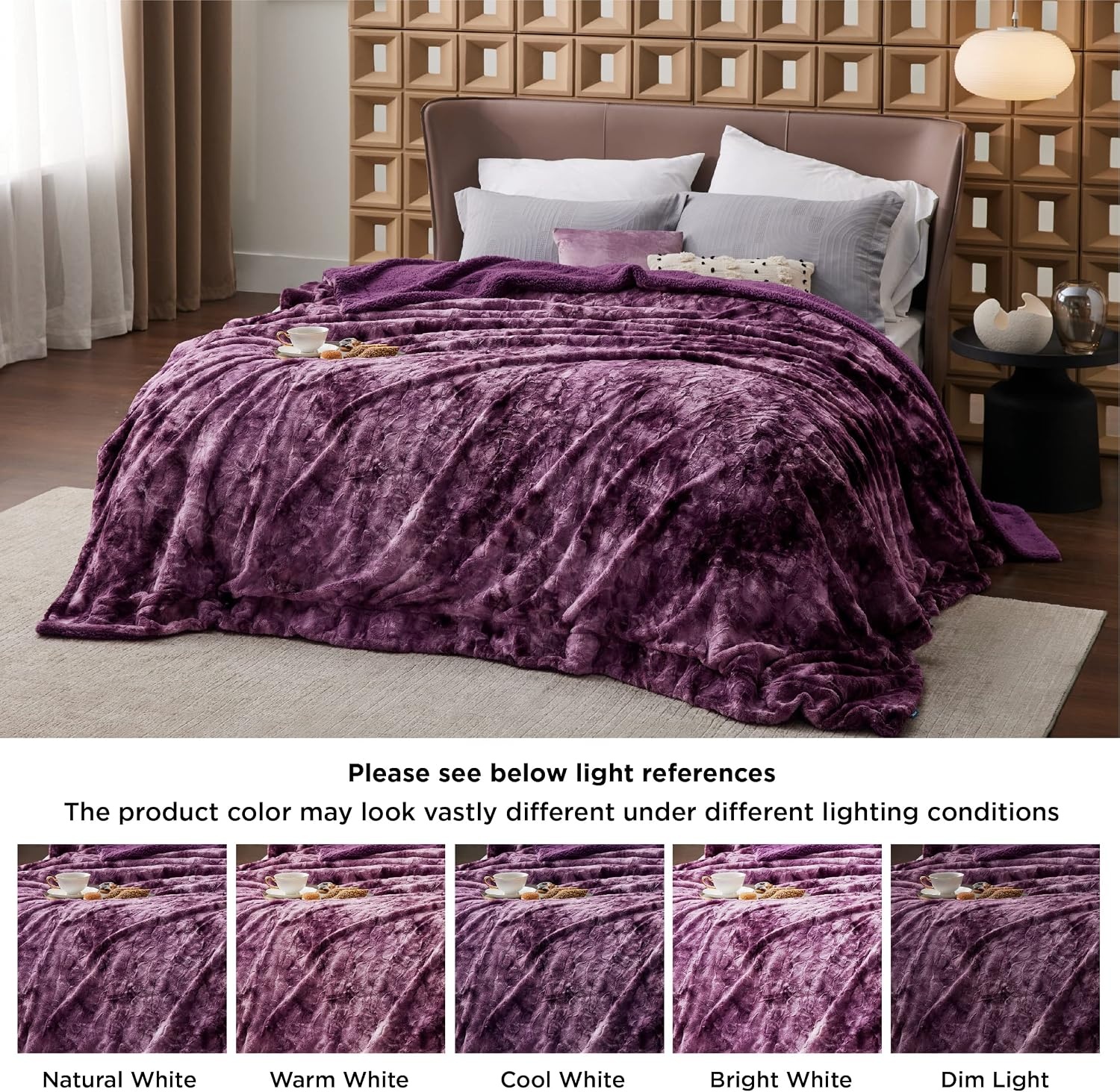 image:imageBedsure GentleSoft Sherpa Fluffy Throw Blanket Fleece Warm and Cozy Throw for Women Gift Plush amp Fuzzy Faux Fur Christmas Blanket for Couch Sofa Bed Decor Tie Dye Design Brown 50x60 Inches06 Purple