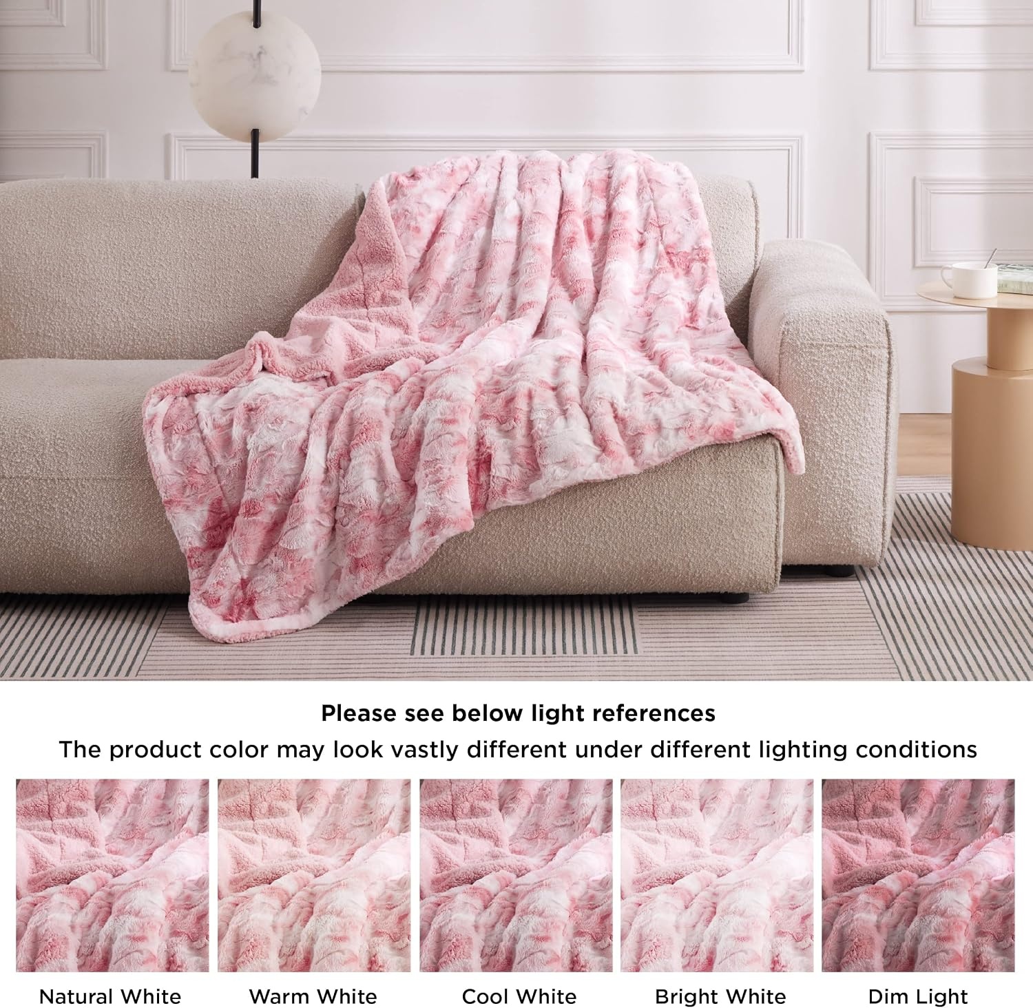 image:imageBedsure GentleSoft Sherpa Fluffy Throw Blanket Fleece Warm and Cozy Throw for Women Gift Plush amp Fuzzy Faux Fur Christmas Blanket for Couch Sofa Bed Decor Tie Dye Design Brown 50x60 Inches04 Pink