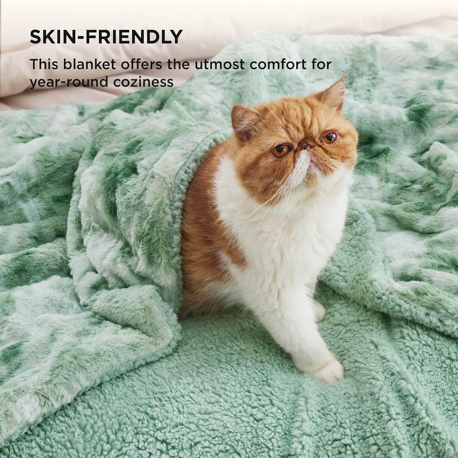 image:imageBedsure GentleSoft Sherpa Fluffy Throw Blanket Fleece Warm and Cozy Throw for Women Gift Plush amp Fuzzy Faux Fur Christmas Blanket for Couch Sofa Bed Decor Tie Dye Design Brown 50x60 Inches05 Sage Green