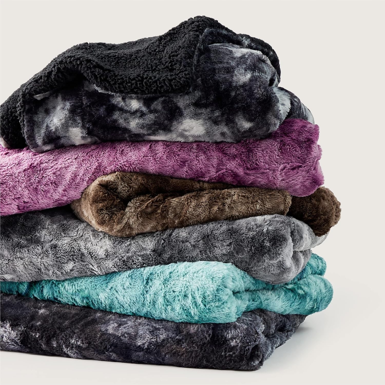 image:imageBedsure GentleSoft Sherpa Fluffy Throw Blanket Fleece Warm and Cozy Throw for Women Gift Plush amp Fuzzy Faux Fur Christmas Blanket for Couch Sofa Bed Decor Tie Dye Design Brown 50x60 Inches06 Purple