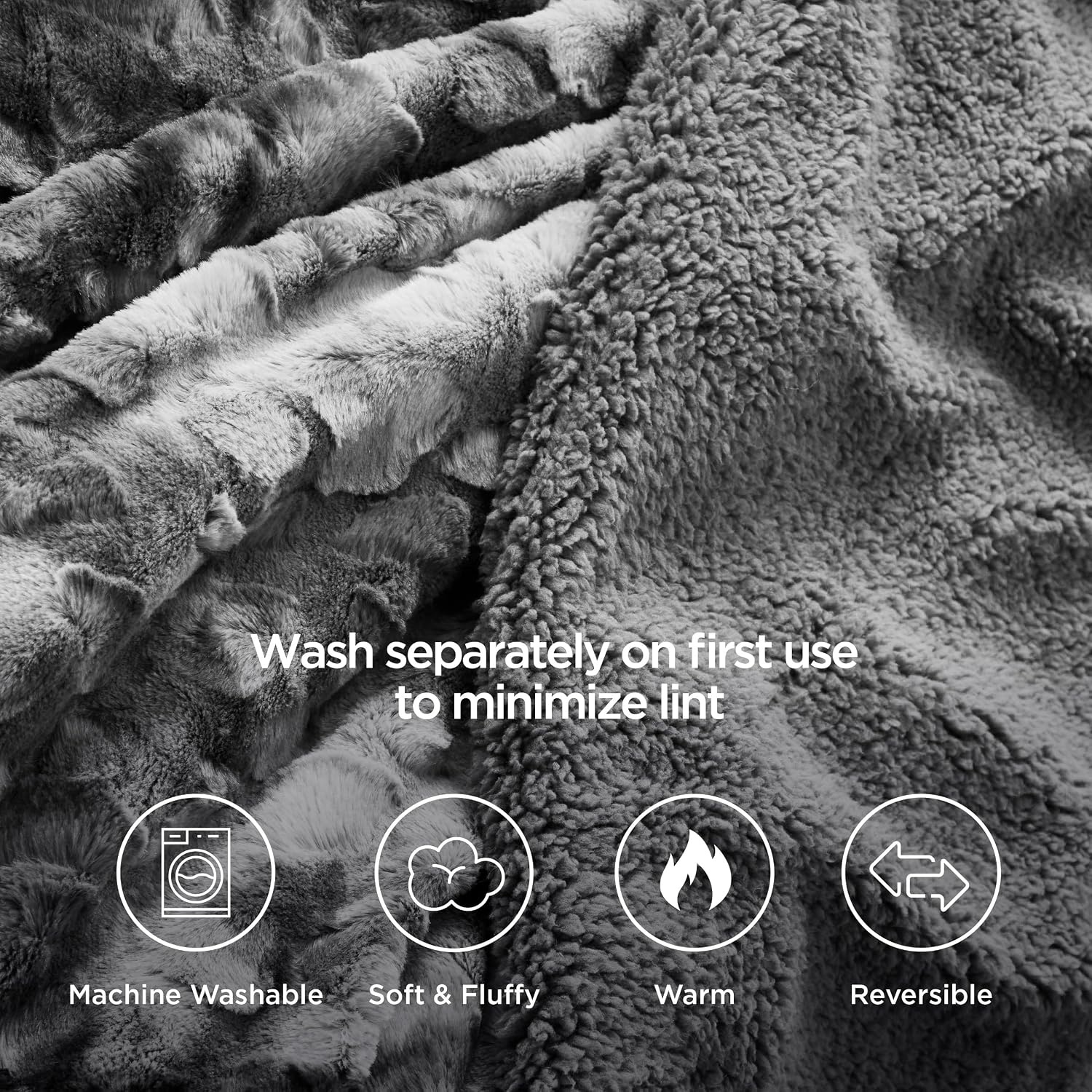 image:imageBedsure GentleSoft Sherpa Fluffy Throw Blanket Fleece Warm and Cozy Throw for Women Gift Plush amp Fuzzy Faux Fur Christmas Blanket for Couch Sofa Bed Decor Tie Dye Design Brown 50x60 InchesGrey