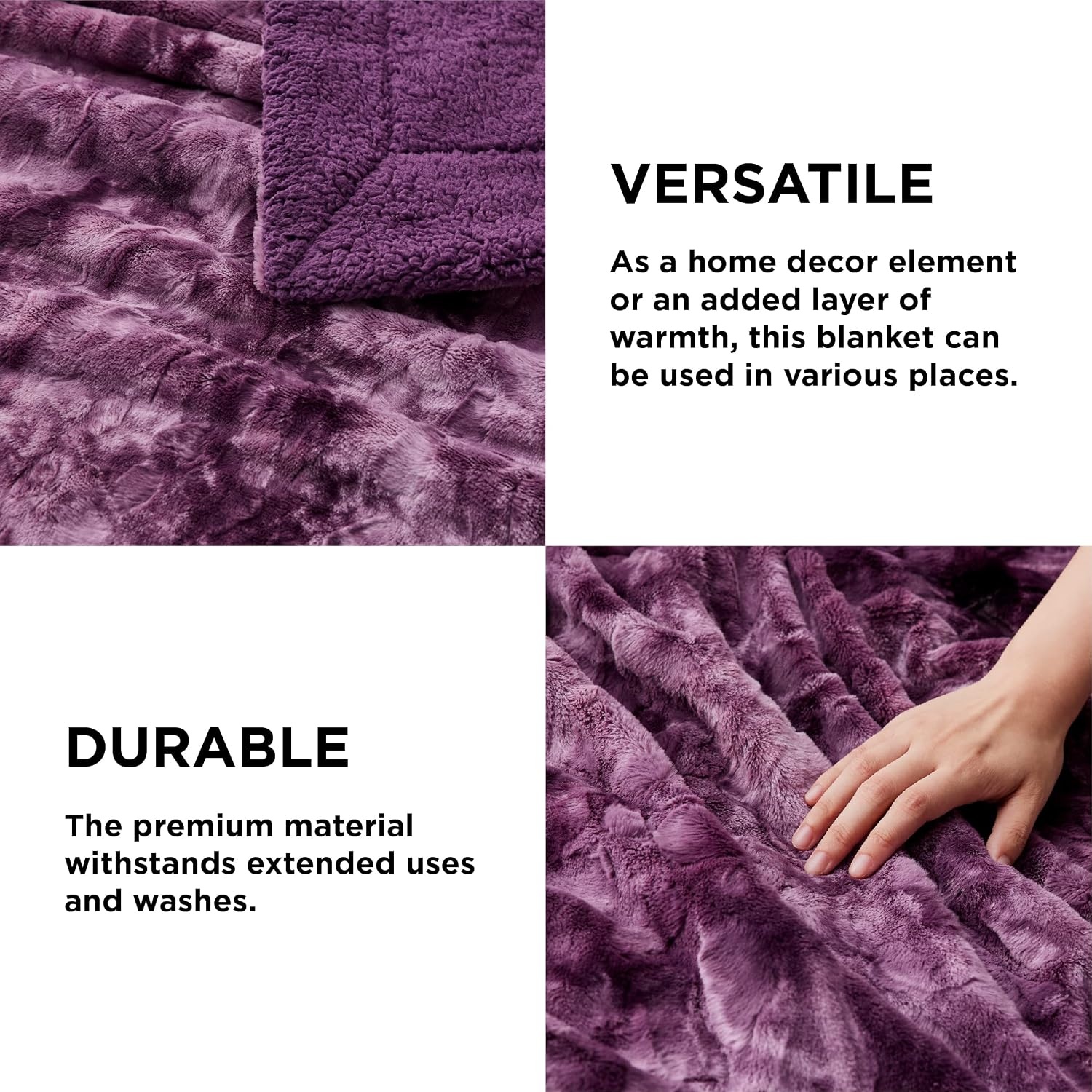 image:imageBedsure GentleSoft Sherpa Fluffy Throw Blanket Fleece Warm and Cozy Throw for Women Gift Plush amp Fuzzy Faux Fur Christmas Blanket for Couch Sofa Bed Decor Tie Dye Design Brown 50x60 Inches06 Purple