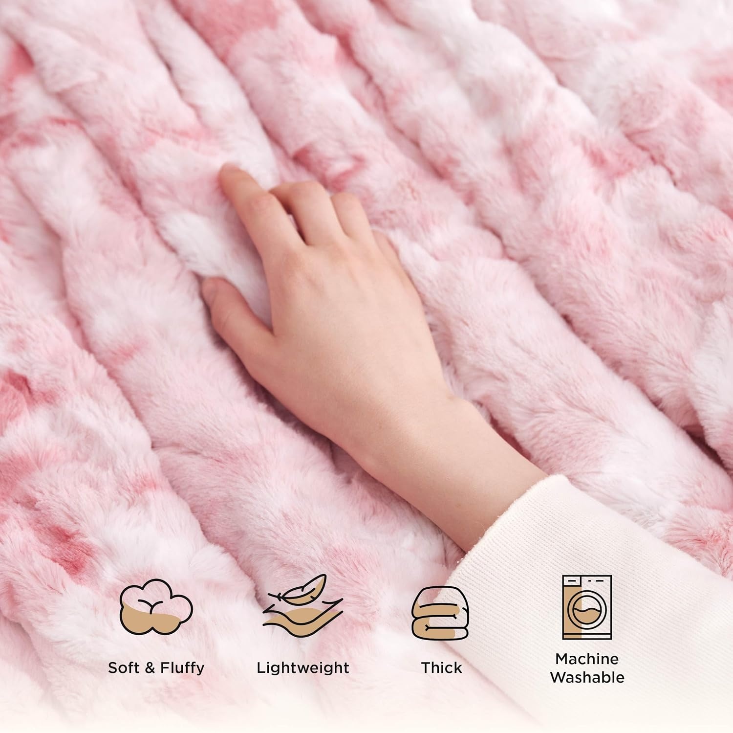 image:imageBedsure GentleSoft Sherpa Fluffy Throw Blanket Fleece Warm and Cozy Throw for Women Gift Plush amp Fuzzy Faux Fur Christmas Blanket for Couch Sofa Bed Decor Tie Dye Design Brown 50x60 Inches04 Pink