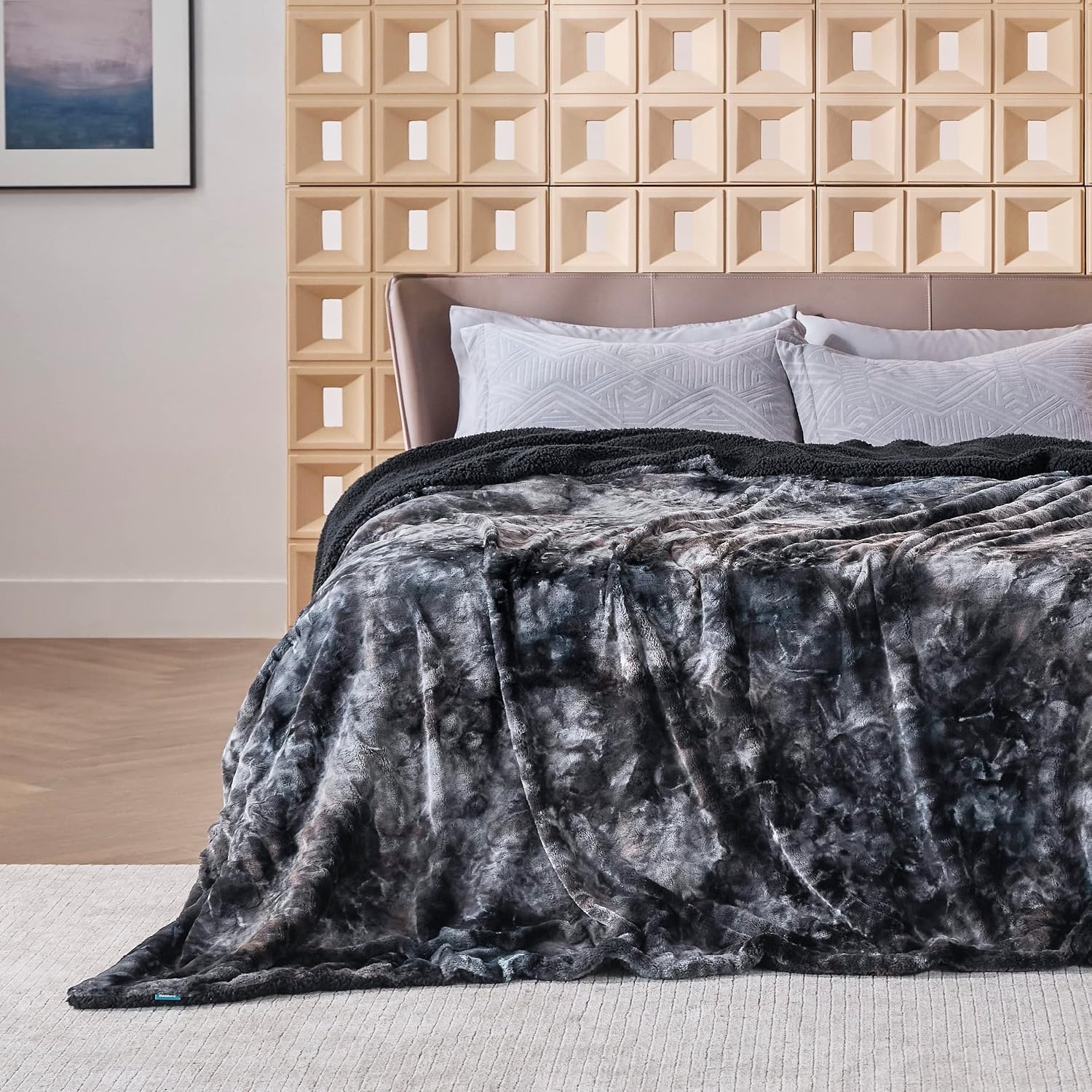image:imageBedsure GentleSoft Sherpa Fluffy Throw Blanket Fleece Warm and Cozy Throw for Women Gift Plush amp Fuzzy Faux Fur Christmas Blanket for Couch Sofa Bed Decor Tie Dye Design Brown 50x60 Inches03 Tie Dye Black