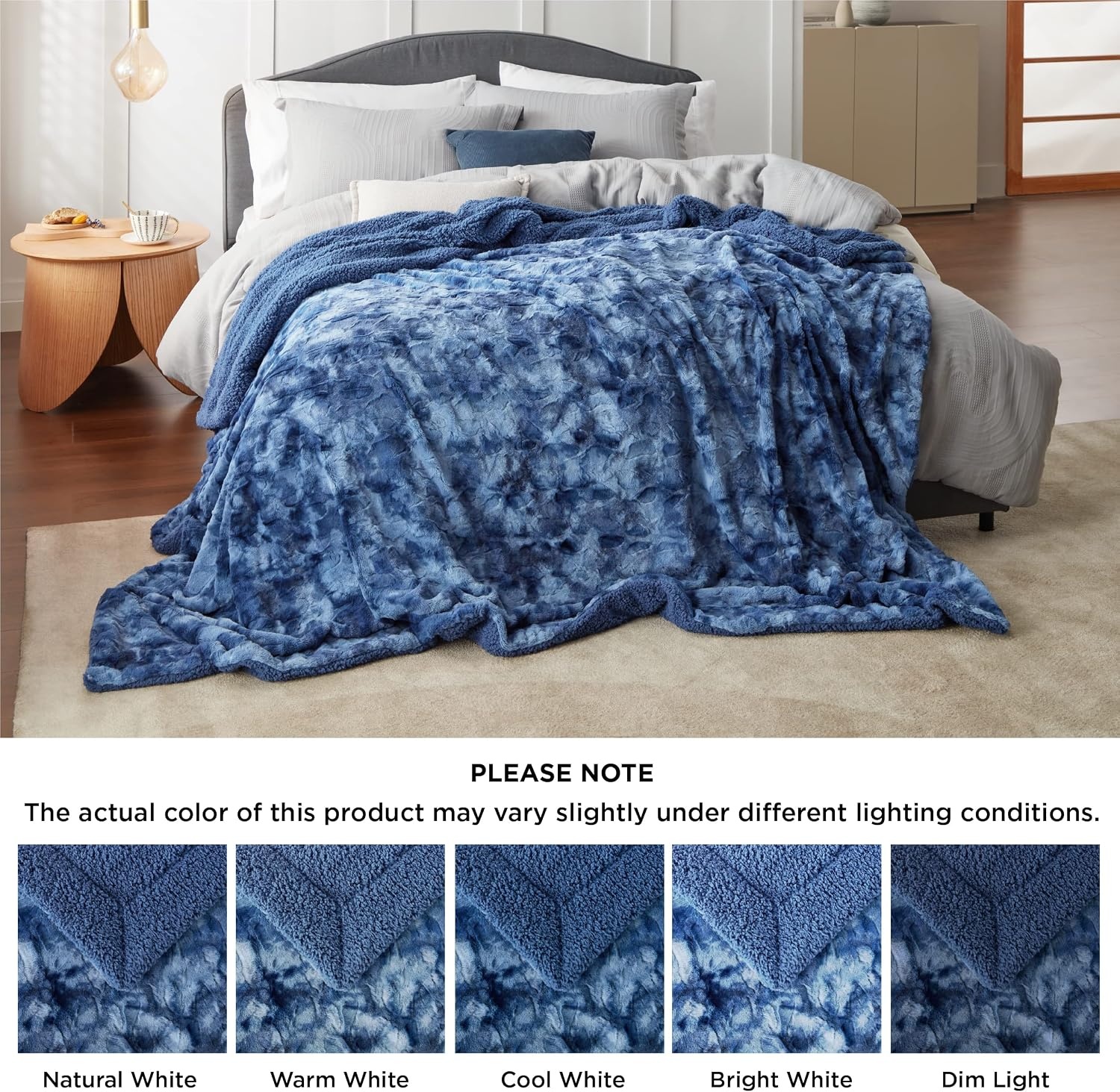 image:imageBedsure GentleSoft Sherpa Fluffy Throw Blanket Fleece Warm and Cozy Throw for Women Gift Plush amp Fuzzy Faux Fur Christmas Blanket for Couch Sofa Bed Decor Tie Dye Design Brown 50x60 Inches07 Indigo