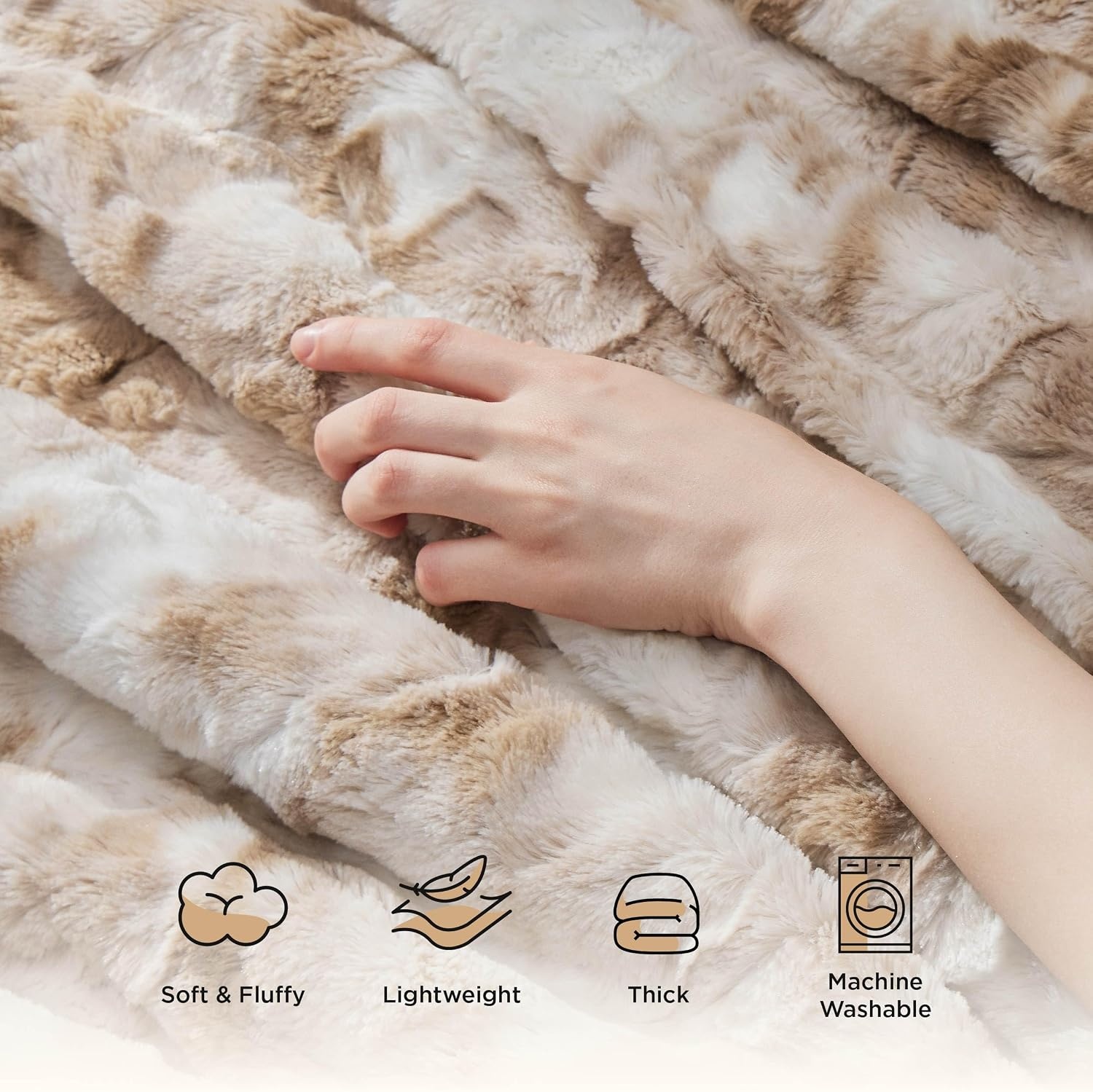 image:imageBedsure GentleSoft Sherpa Fluffy Throw Blanket Fleece Warm and Cozy Throw for Women Gift Plush amp Fuzzy Faux Fur Christmas Blanket for Couch Sofa Bed Decor Tie Dye Design Brown 50x60 Inches02 Beige