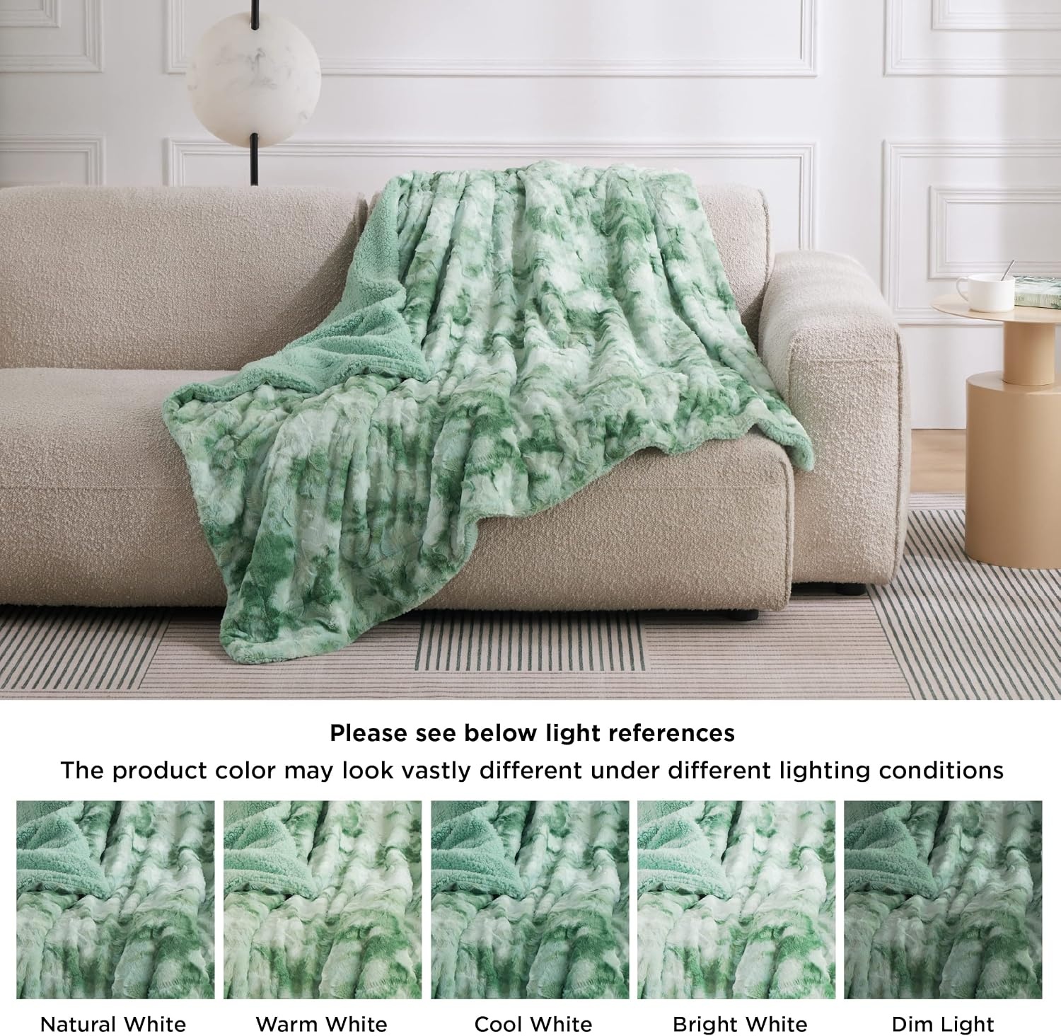 image:imageBedsure GentleSoft Sherpa Fluffy Throw Blanket Fleece Warm and Cozy Throw for Women Gift Plush amp Fuzzy Faux Fur Christmas Blanket for Couch Sofa Bed Decor Tie Dye Design Brown 50x60 Inches05 Sage Green