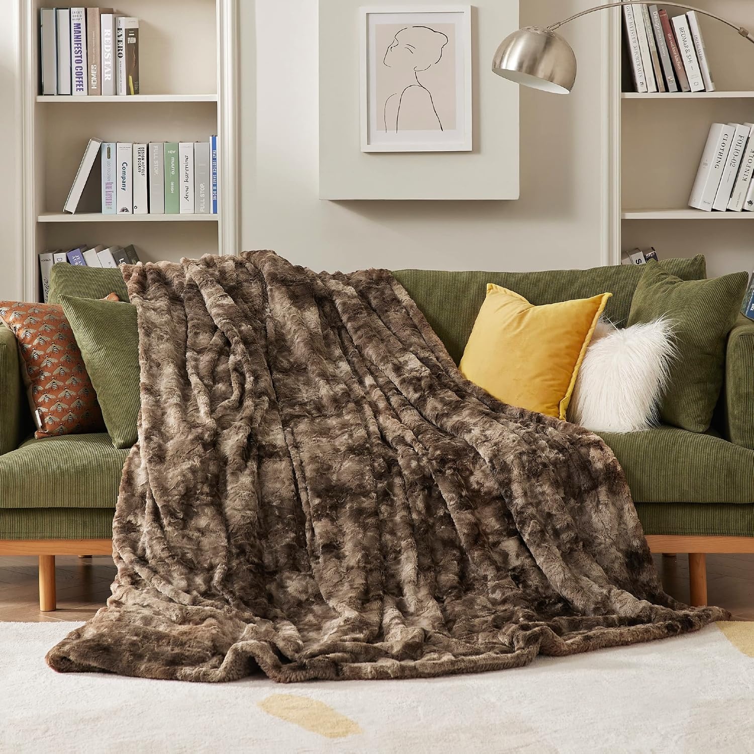 image:imageBedsure GentleSoft Sherpa Fluffy Throw Blanket Fleece Warm and Cozy Throw for Women Gift Plush amp Fuzzy Faux Fur Christmas Blanket for Couch Sofa Bed Decor Tie Dye Design Brown 50x60 Inches02 Brown
