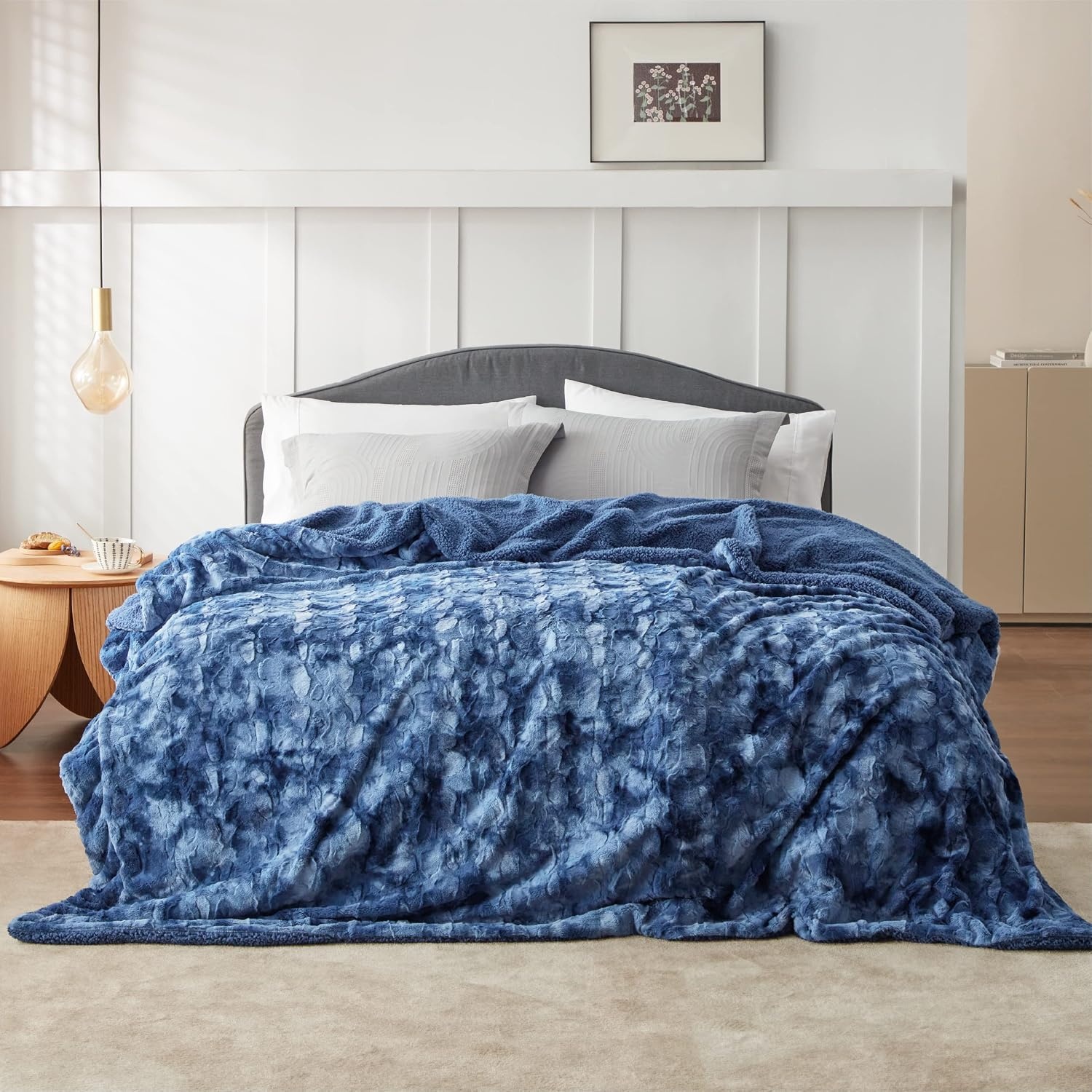 image:imageBedsure GentleSoft Sherpa Fluffy Throw Blanket Fleece Warm and Cozy Throw for Women Gift Plush amp Fuzzy Faux Fur Christmas Blanket for Couch Sofa Bed Decor Tie Dye Design Brown 50x60 Inches07 Indigo