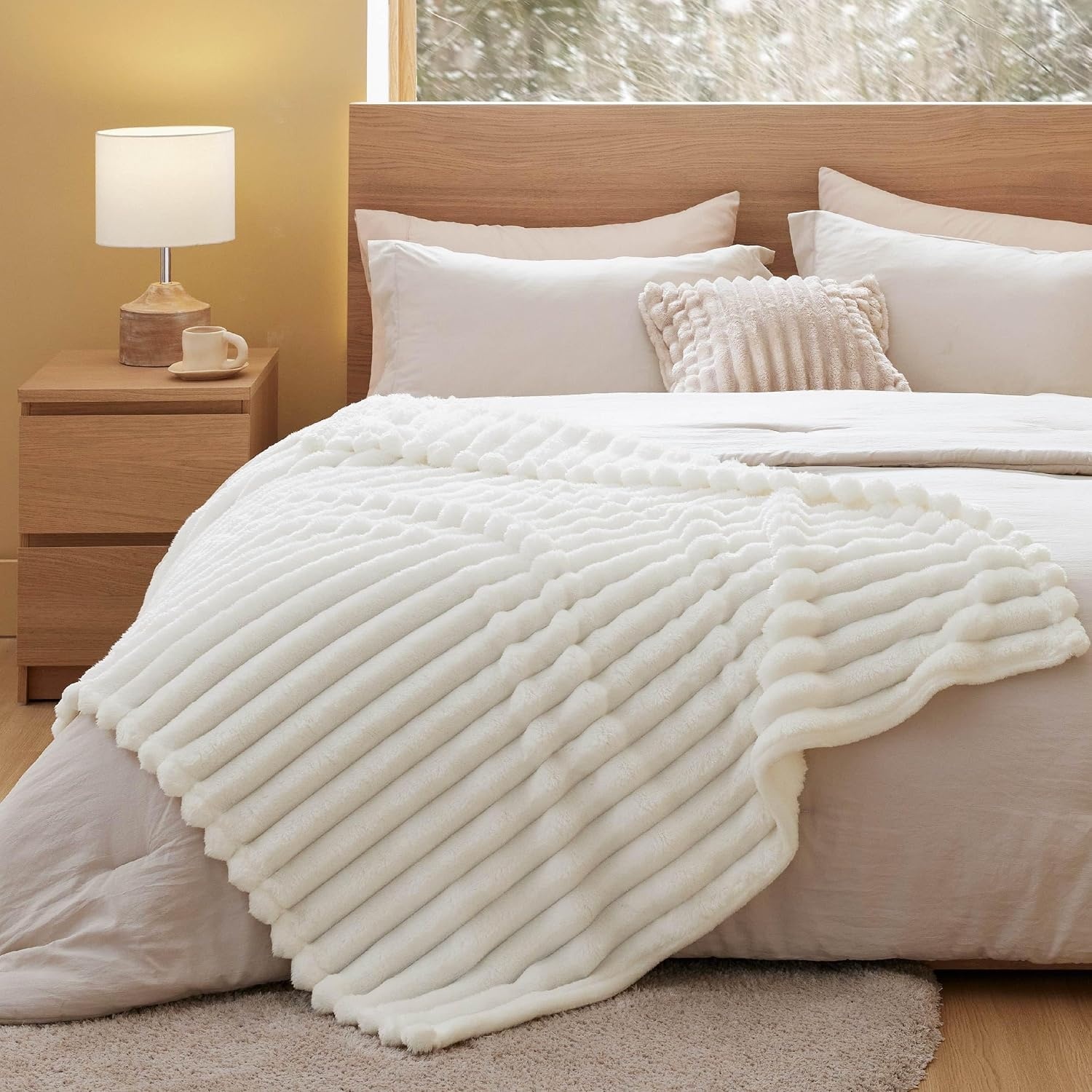 image:imageBedsure Soft Cozy Fluffy Comfort Throw Blanket for Bed White 50x6001 White