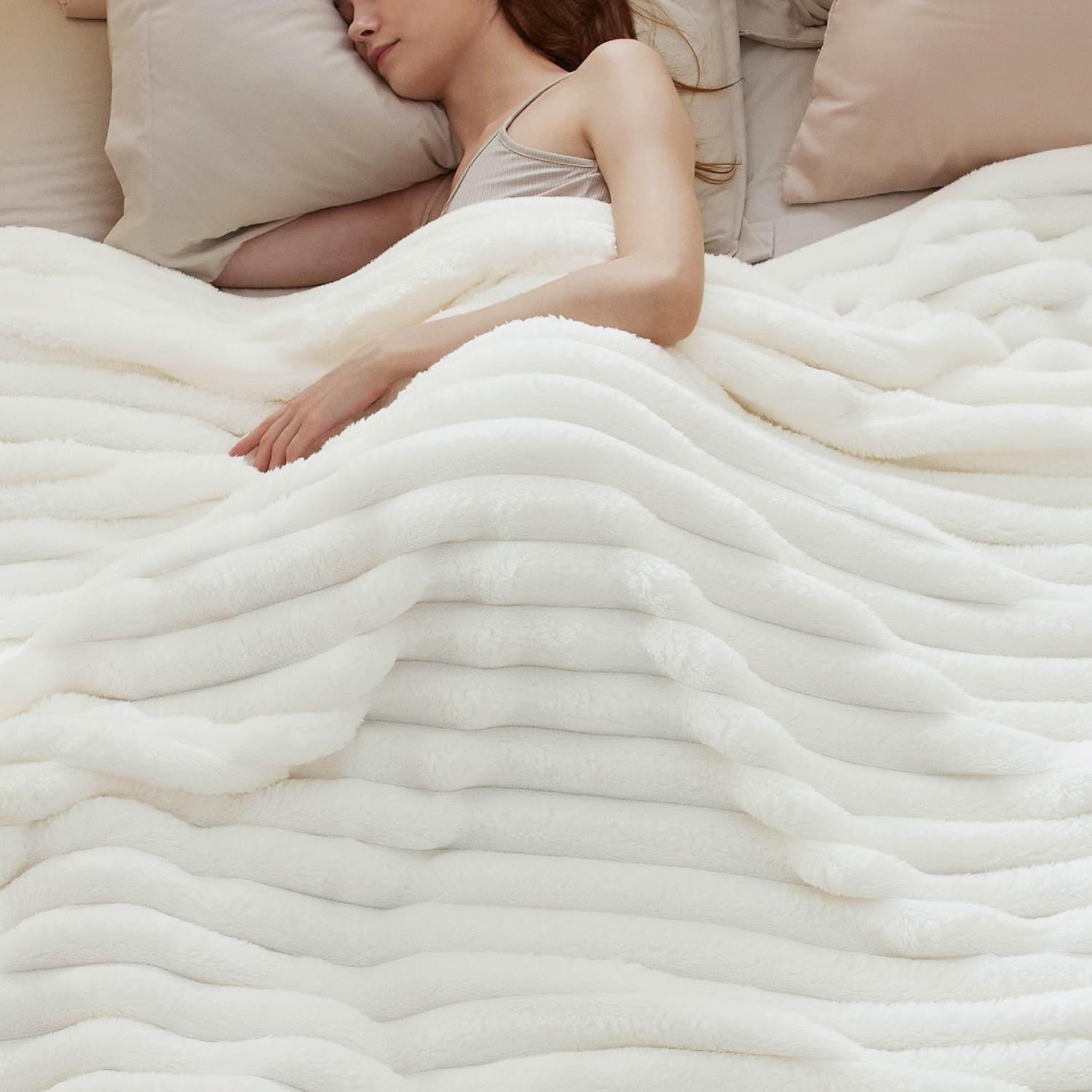 image:imageBedsure Soft Cozy Fluffy Comfort Throw Blanket for Bed White 50x6001 White