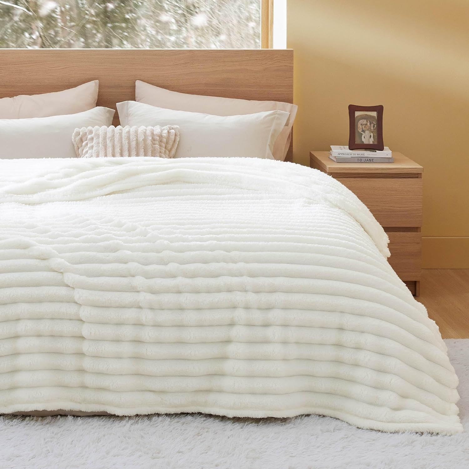 image:imageBedsure Soft Cozy Fluffy Comfort Throw Blanket for Bed White 50x6001 White