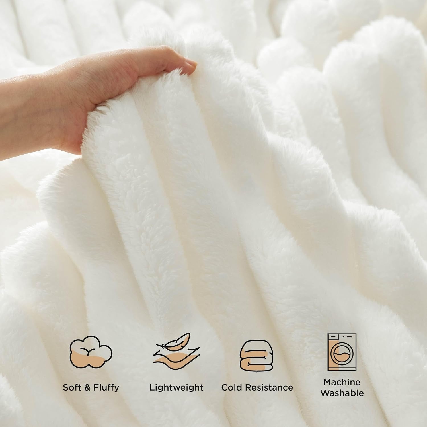 image:imageBedsure Soft Cozy Fluffy Comfort Throw Blanket for Bed White 50x6001 White