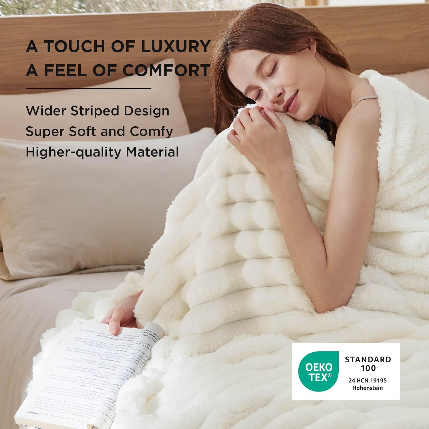 image:imageBedsure Soft Cozy Fluffy Comfort Throw Blanket for Bed White 50x6001 White