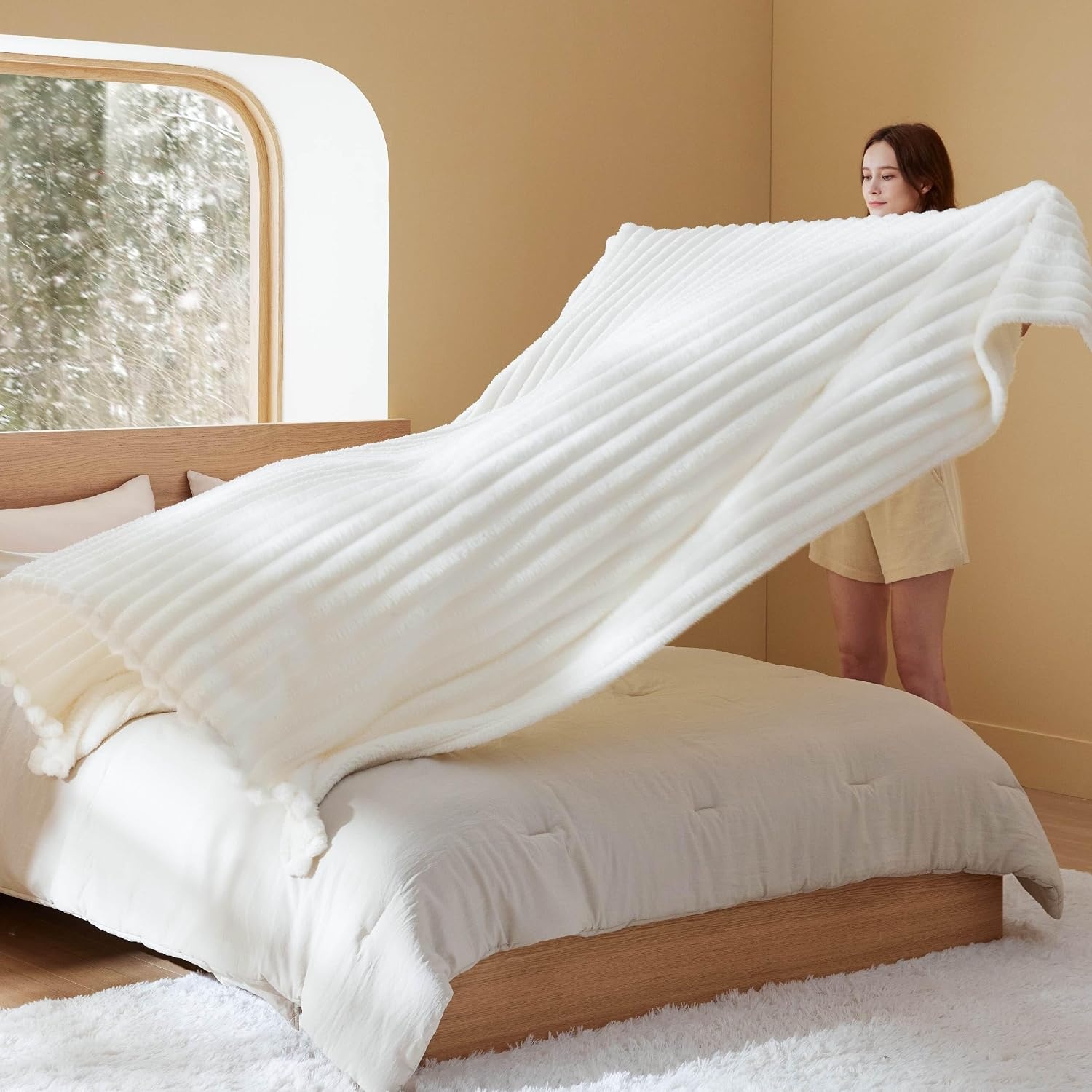 image:imageBedsure Soft Cozy Fluffy Comfort Throw Blanket for Bed White 50x6001 White