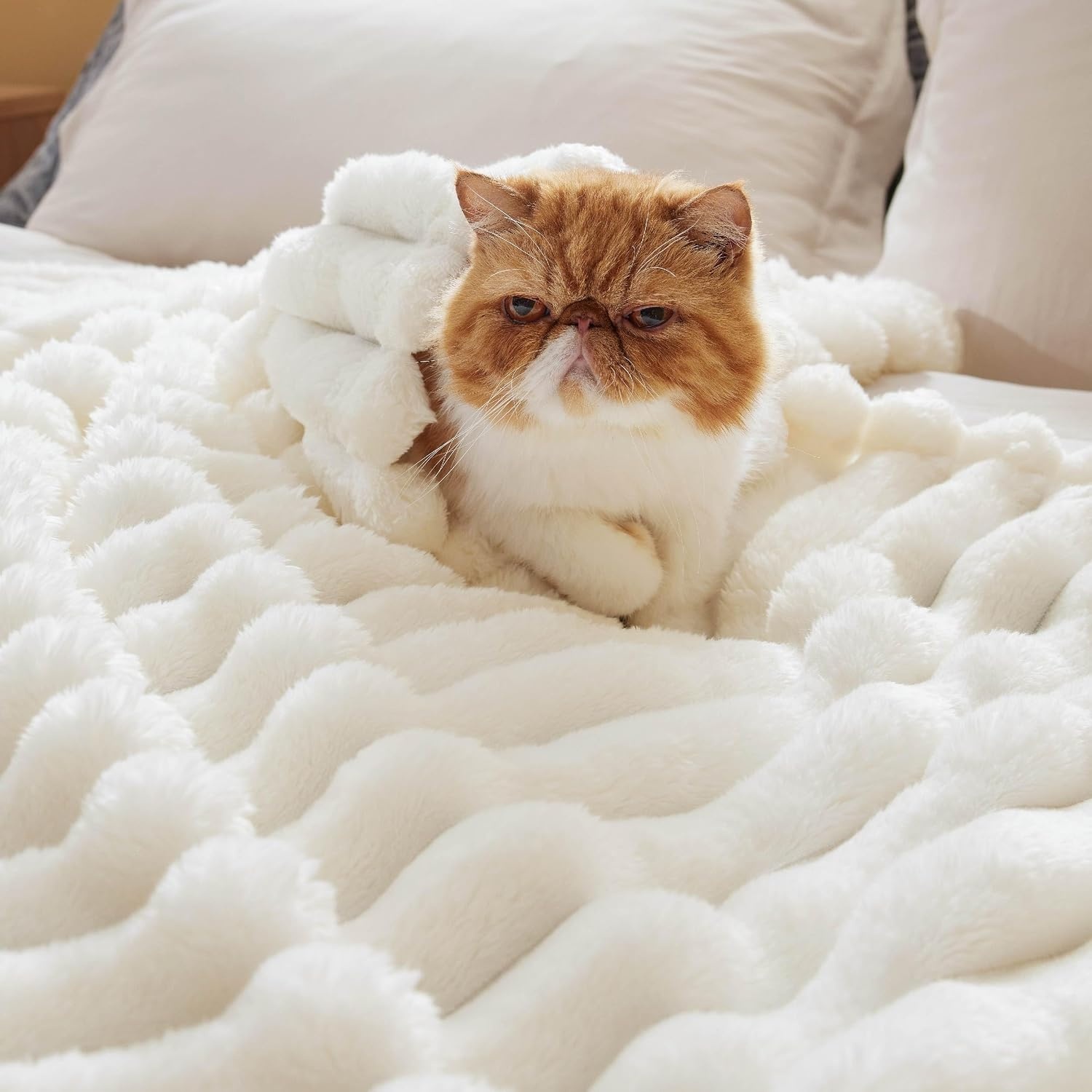 image:imageBedsure Soft Cozy Fluffy Comfort Throw Blanket for Bed White 50x6001 White