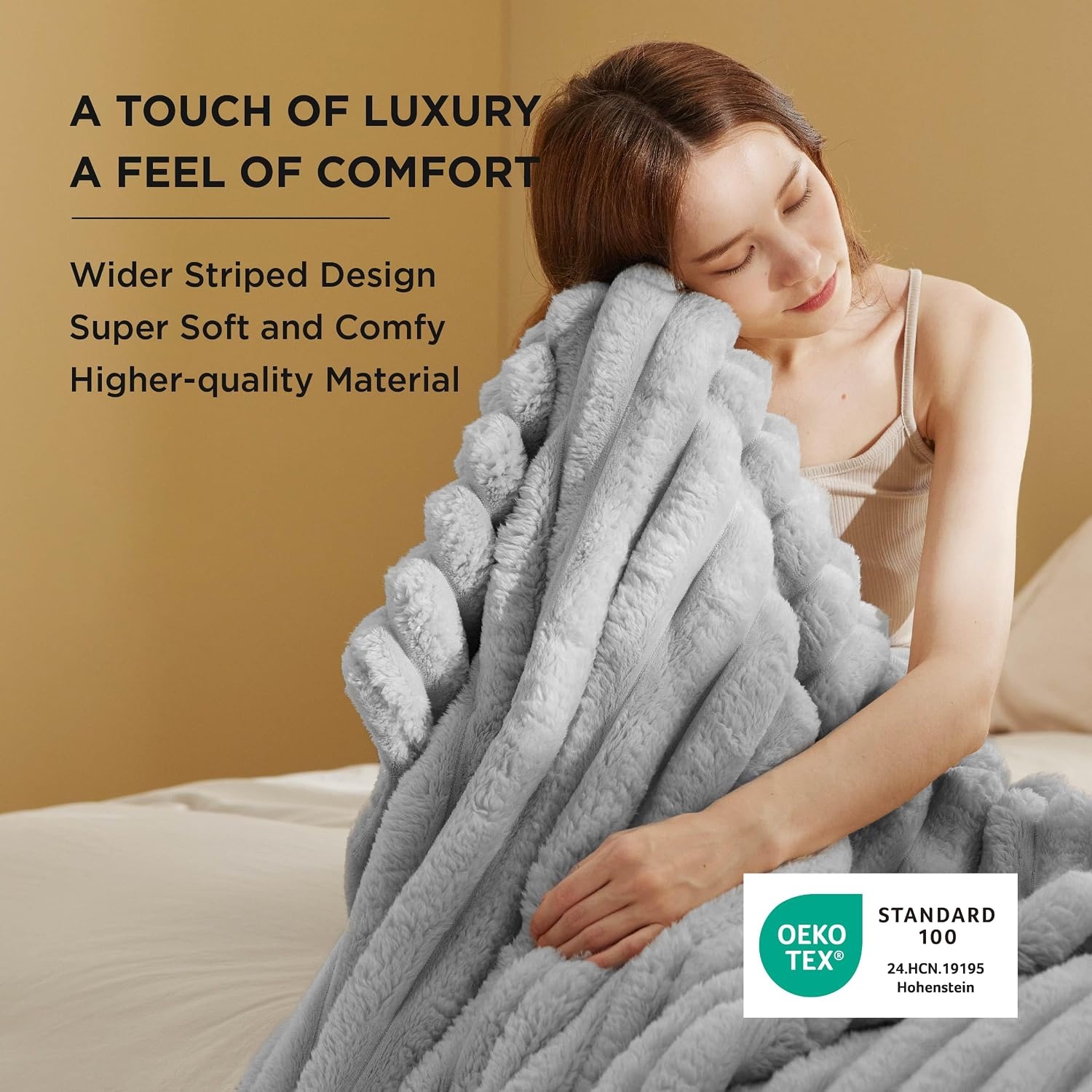 image:imageBedsure Soft Cozy Fluffy Comfort Throw Blanket for Bed White 50x6004 Light Grey