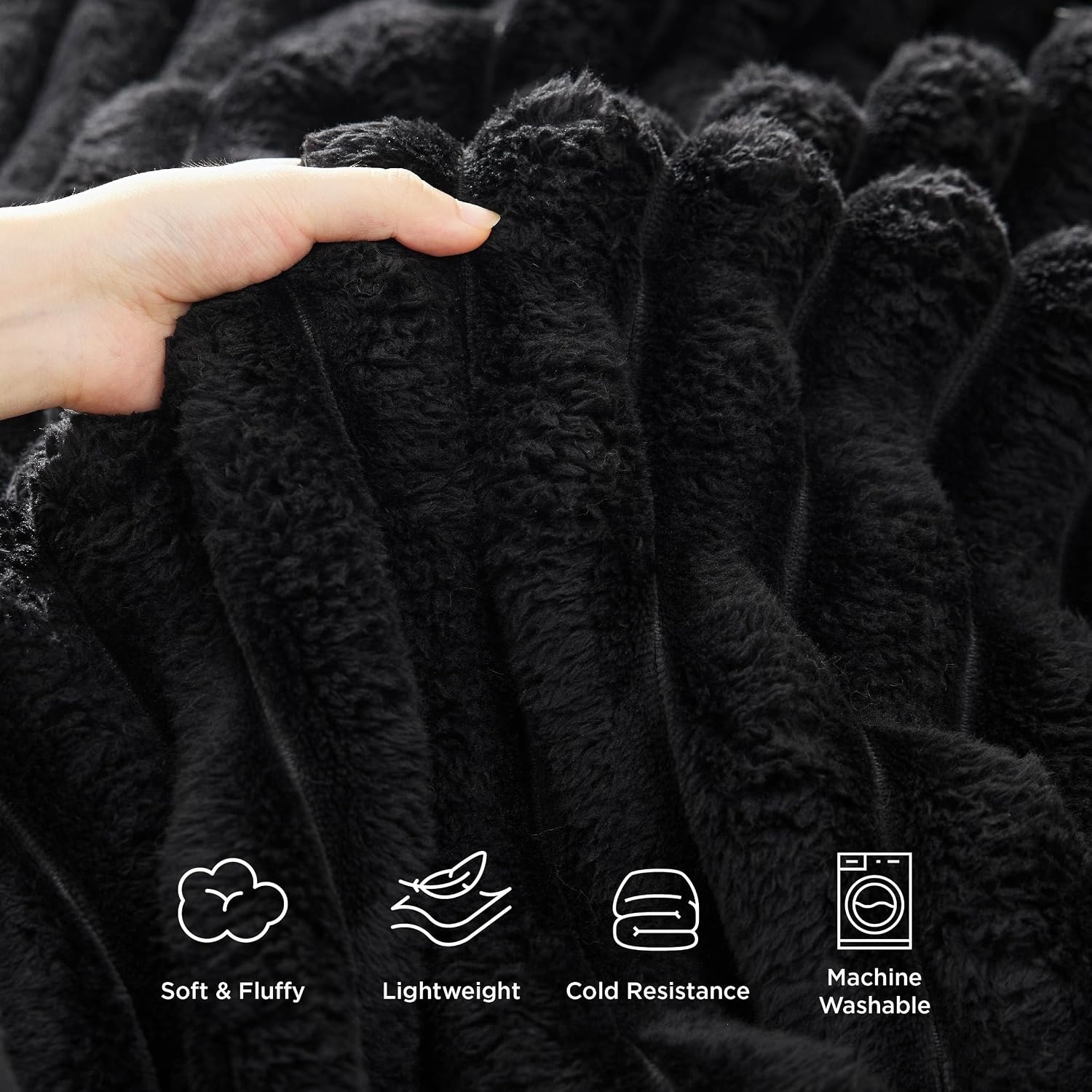 image:imageBedsure Soft Cozy Fluffy Comfort Throw Blanket for Bed White 50x6006 Black